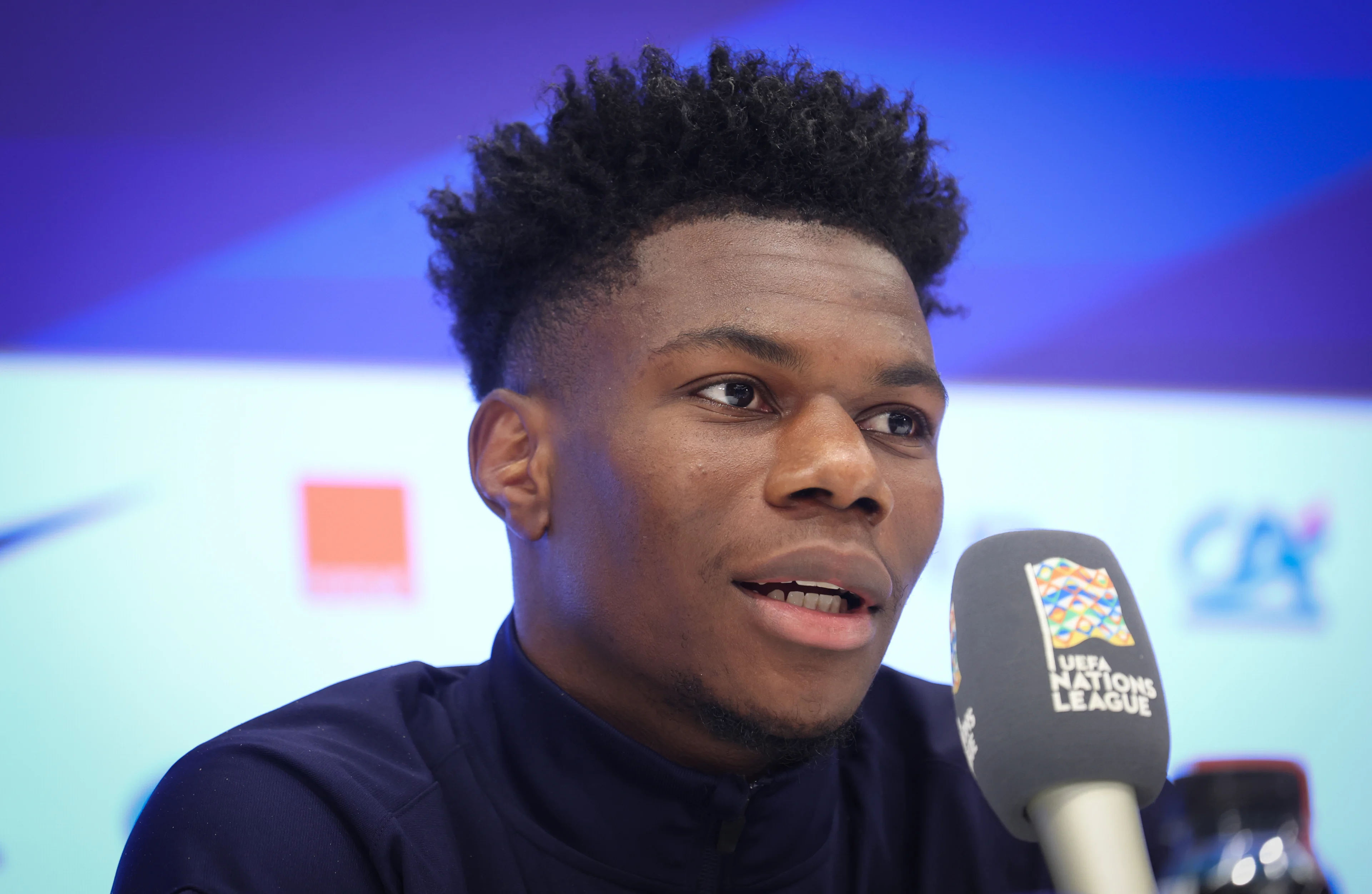 France's Aurelien Tchouameni pictured during a press conference of the French national soccer team, at the Roi Baudoin Stadium, in Brussels, Sunday 13 October 2024. The French national team is playing tomorrow against the Red Devils, for the UEFA Nations League 2025. BELGA PHOTO VIRGINIE LEFOUR BELGA PHOTO VIRGINIE LEFOUR