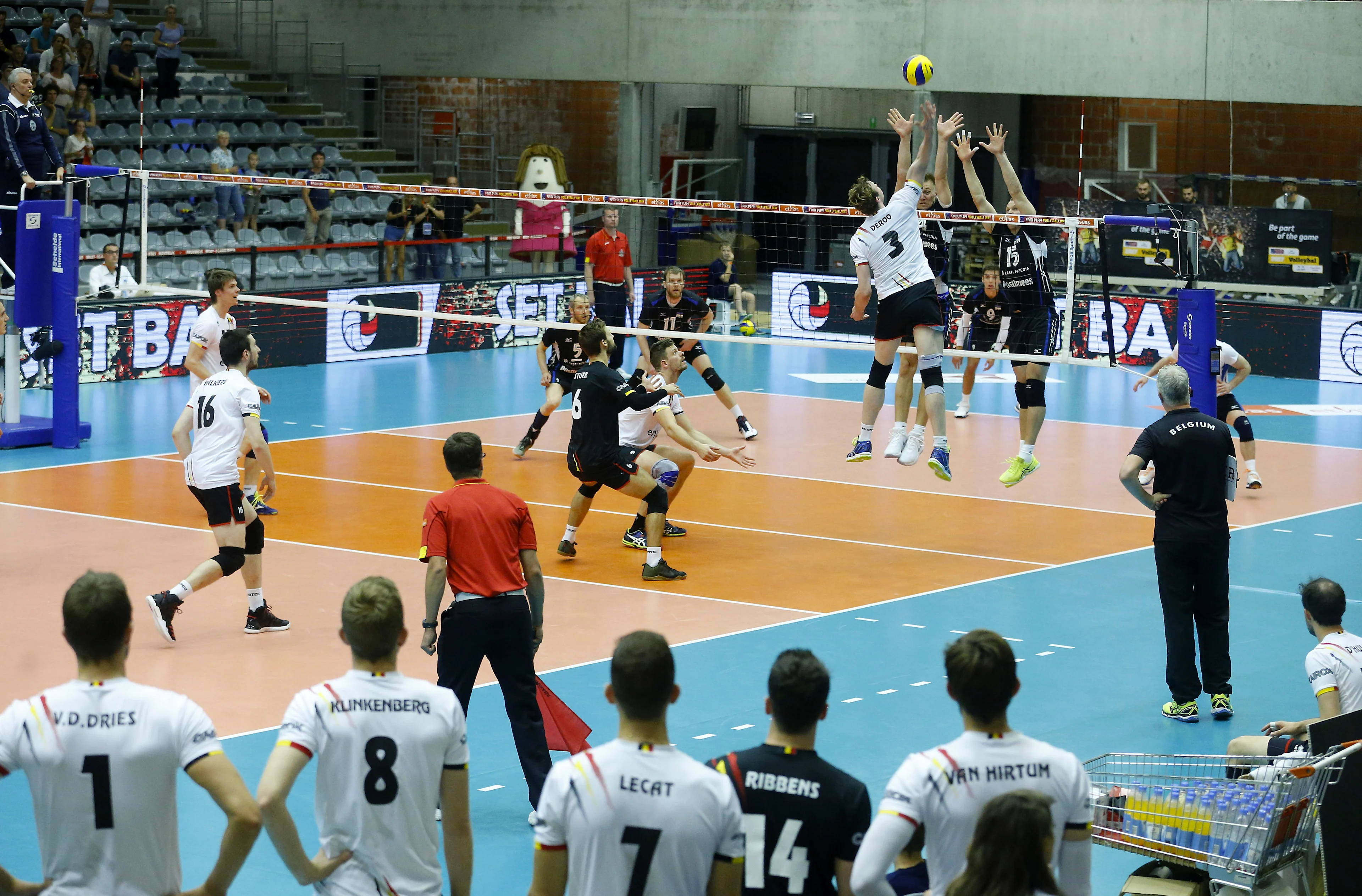 Illustration picture shows a World Cup 2018 qualifying game between the Red Dragons, Belgian national volleyball team and Estonia, Sunday 23 July 2017, in Kortrijk. BELGA PHOTO NICOLAS MAETERLINCK