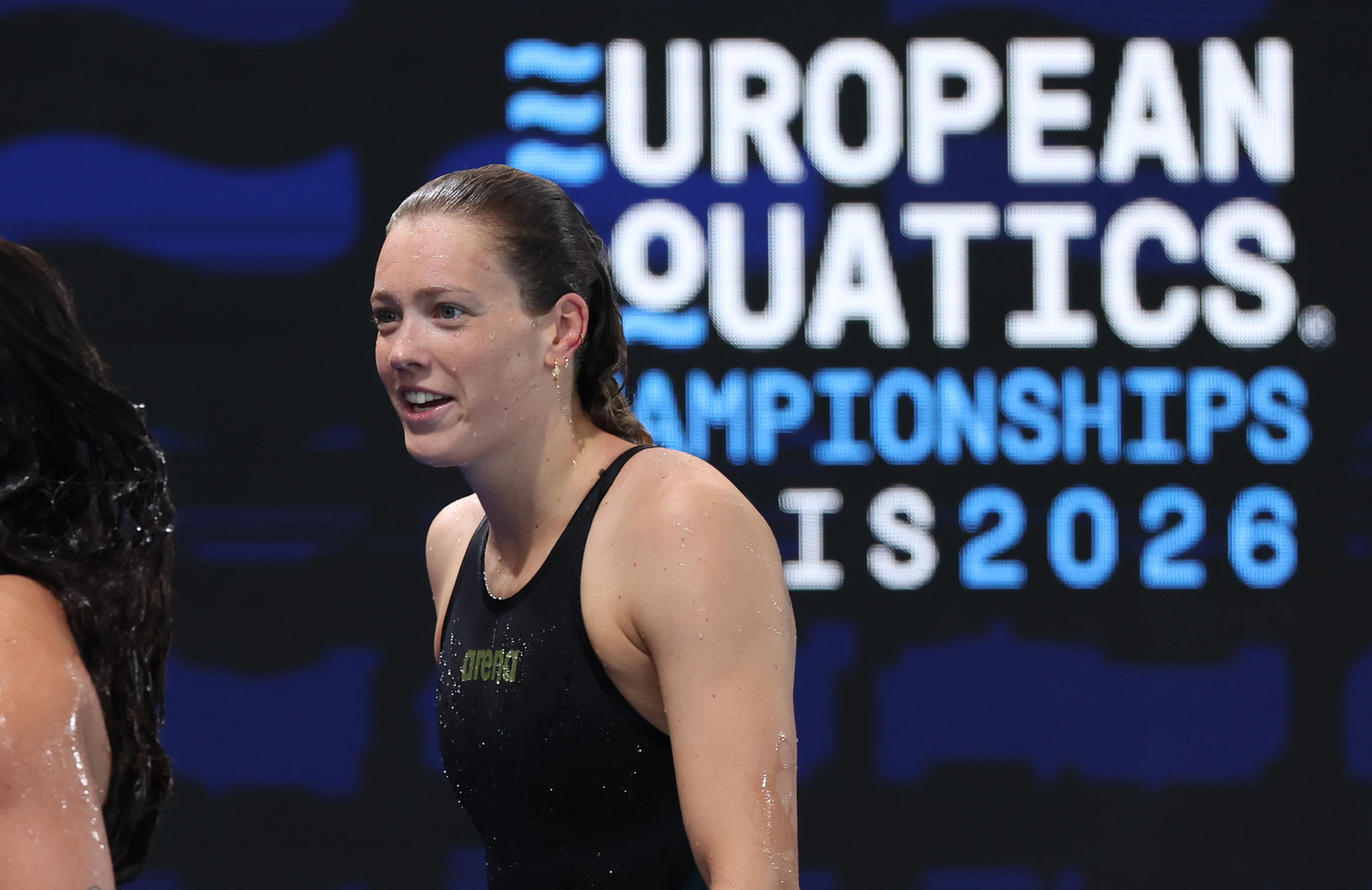 Belgian Florine Gaspard pictured after the heats of the Women's 50m Breaststroke on the sixth day of  the European Aquatics Championships in Paris, France on Saturday 15 August 2026. BELGA PHOTO VIRGINIE LEFOUR