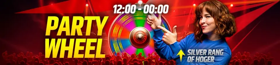 Elke Zaterdag tussen 12:00 en 00:00 draait het Party Wheel voor jou! Win Free Spins..