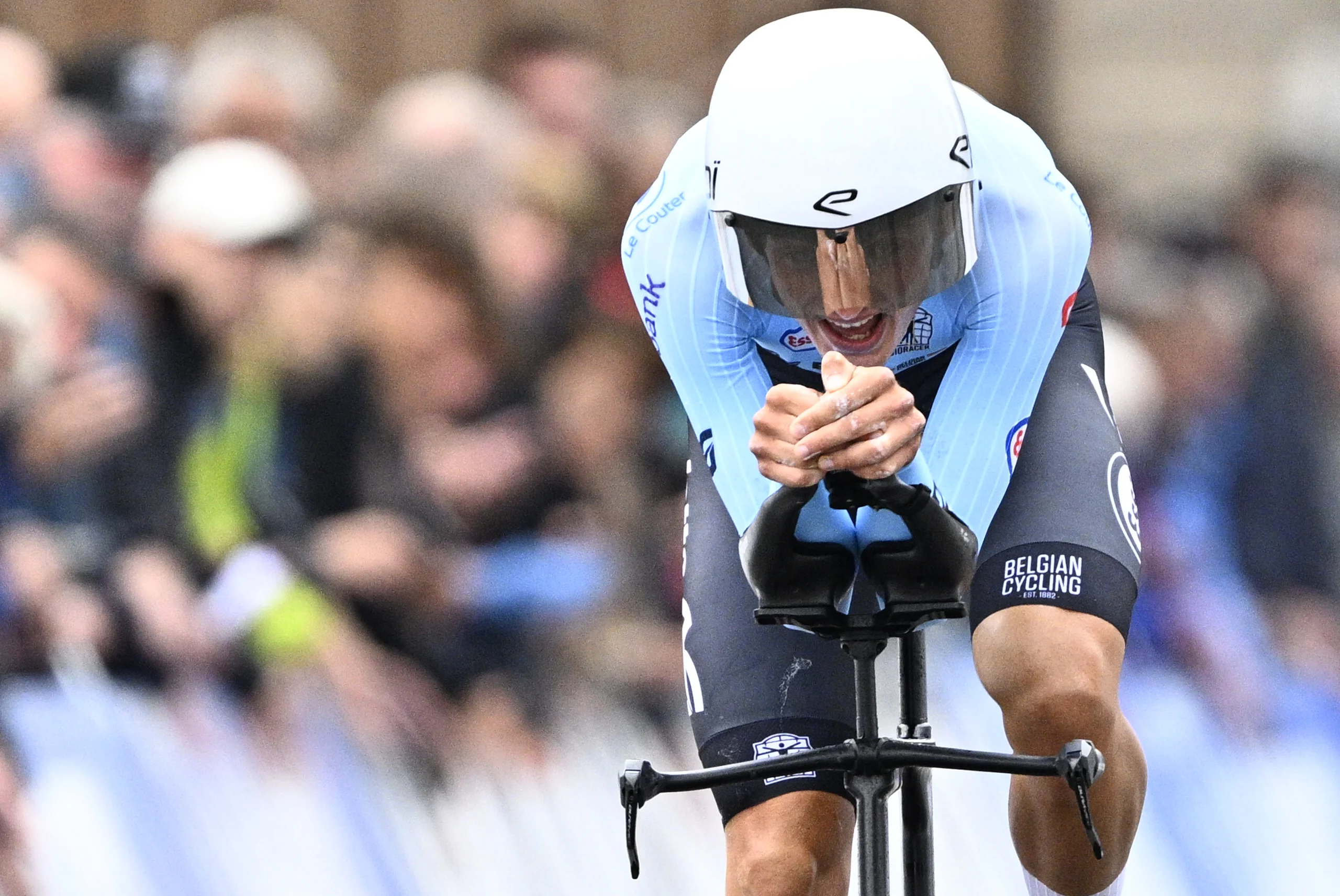 Belgian Robin Orins pictured in action during the U23 Men individual time trial race at the 2024 UCI Road and Para-Cycling Road World Championships, Monday 23 September 2024, in Zurich, Switzerland. The Worlds are taking place from 21 to 29 September. BELGA PHOTO JASPER JACOBS