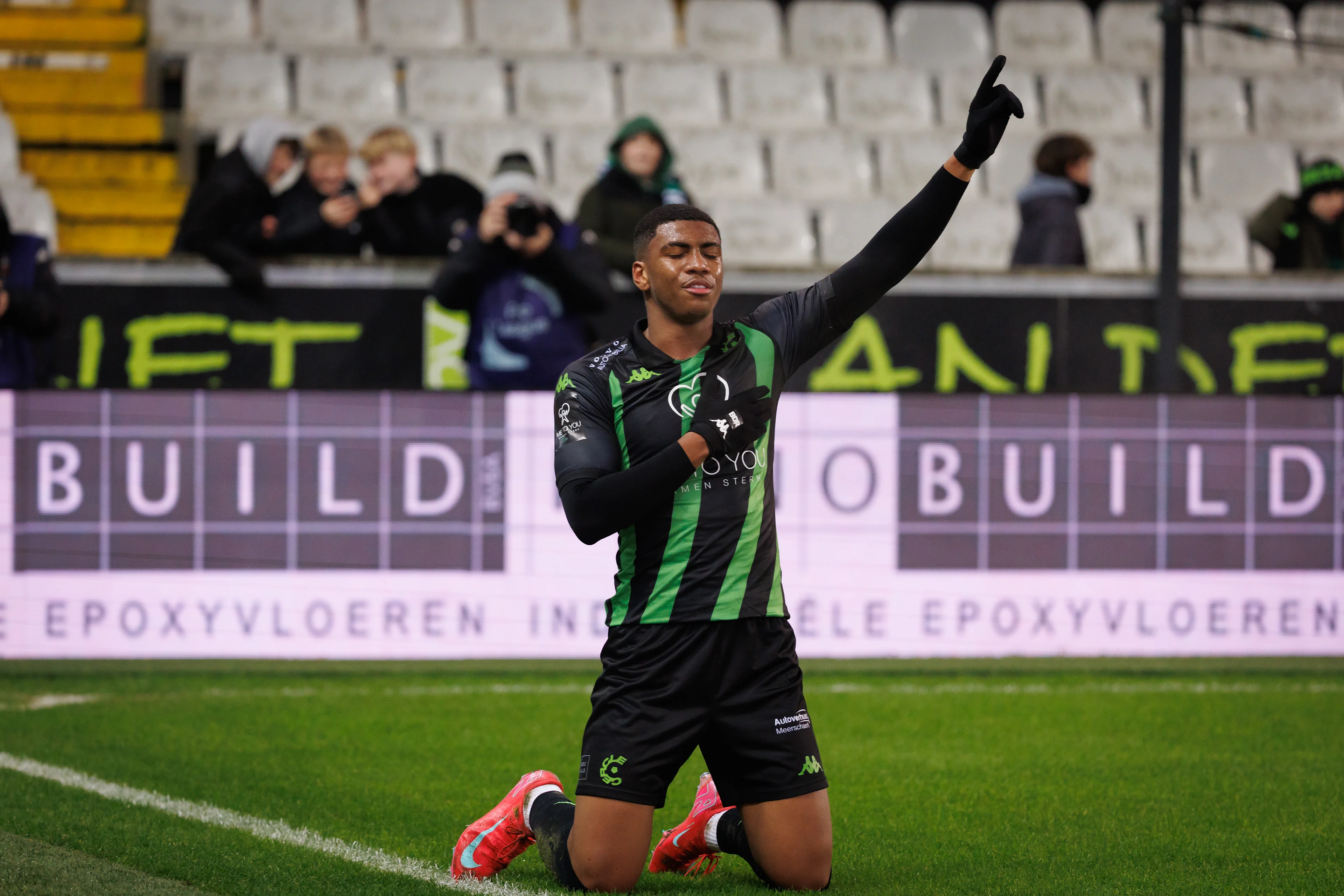 Cercle's Felipe Augusto Da Silva celebrates after scoring during a soccer game between Cercle Brugge KSV and KV Mechelen, Sunday 12 January 2025 in Brugge, on day 21 of the 2024-2025 season of 'Jupiler Pro League' first division of the Belgian championship. BELGA PHOTO KURT DESPLENTER