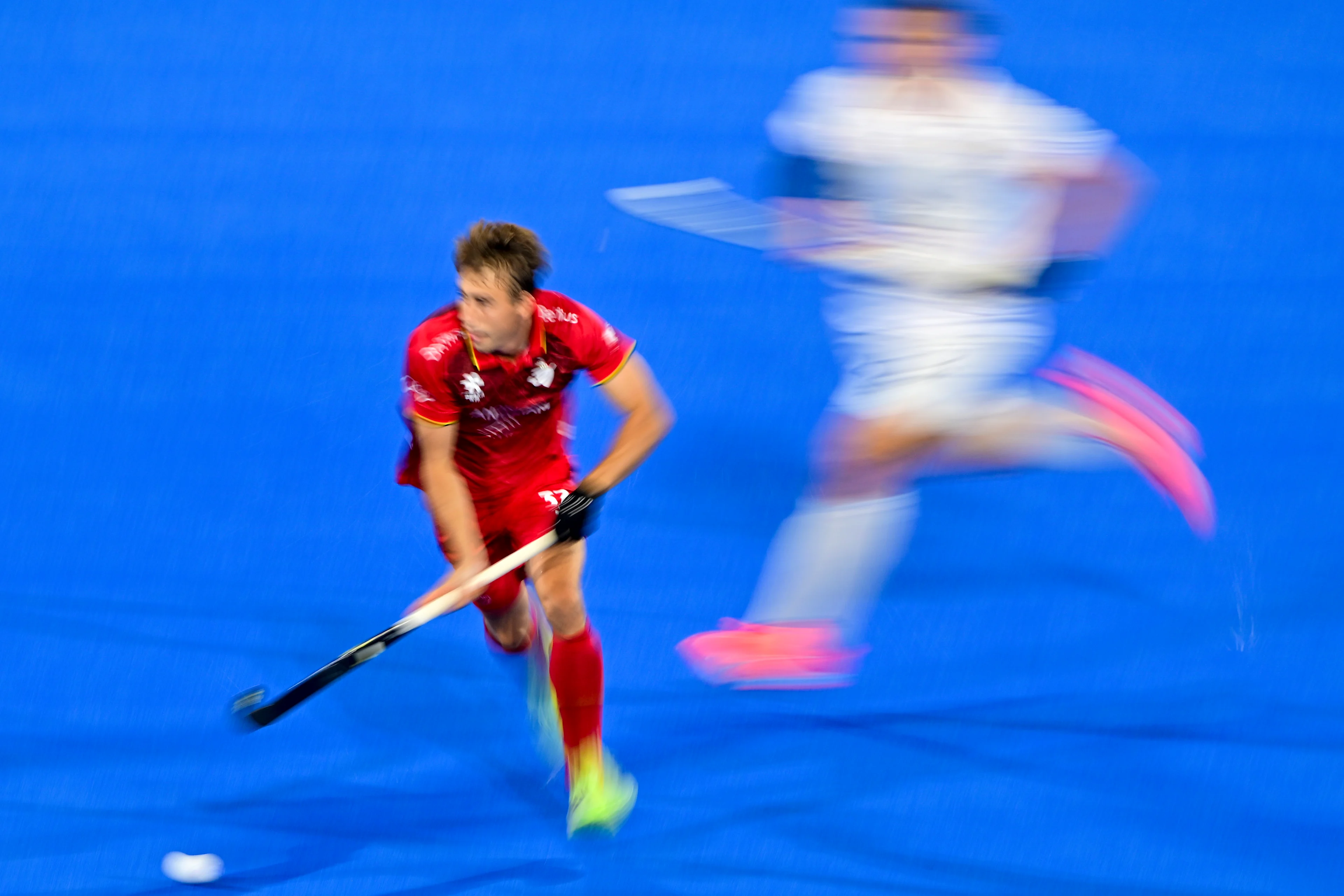 Belgium's Thomas Crols pictured in action during a hockey game between Belgium's Red Lions and France, the first (out of three) matches during the group stage of the men's 2026 Hockey World Cup, Saturday 15 August 2026 in Wavre. The 2026 edition of the Hockey World Cup takes place in Belgium and The Netherlands from August 15 to August 30. BELGA PHOTO DIRK WAEM