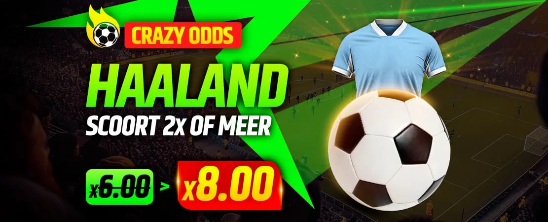 ⚽ Crazy odds: Haaland scoort 2x of meer! Nu van 6.00 naar 8.00! 🔥