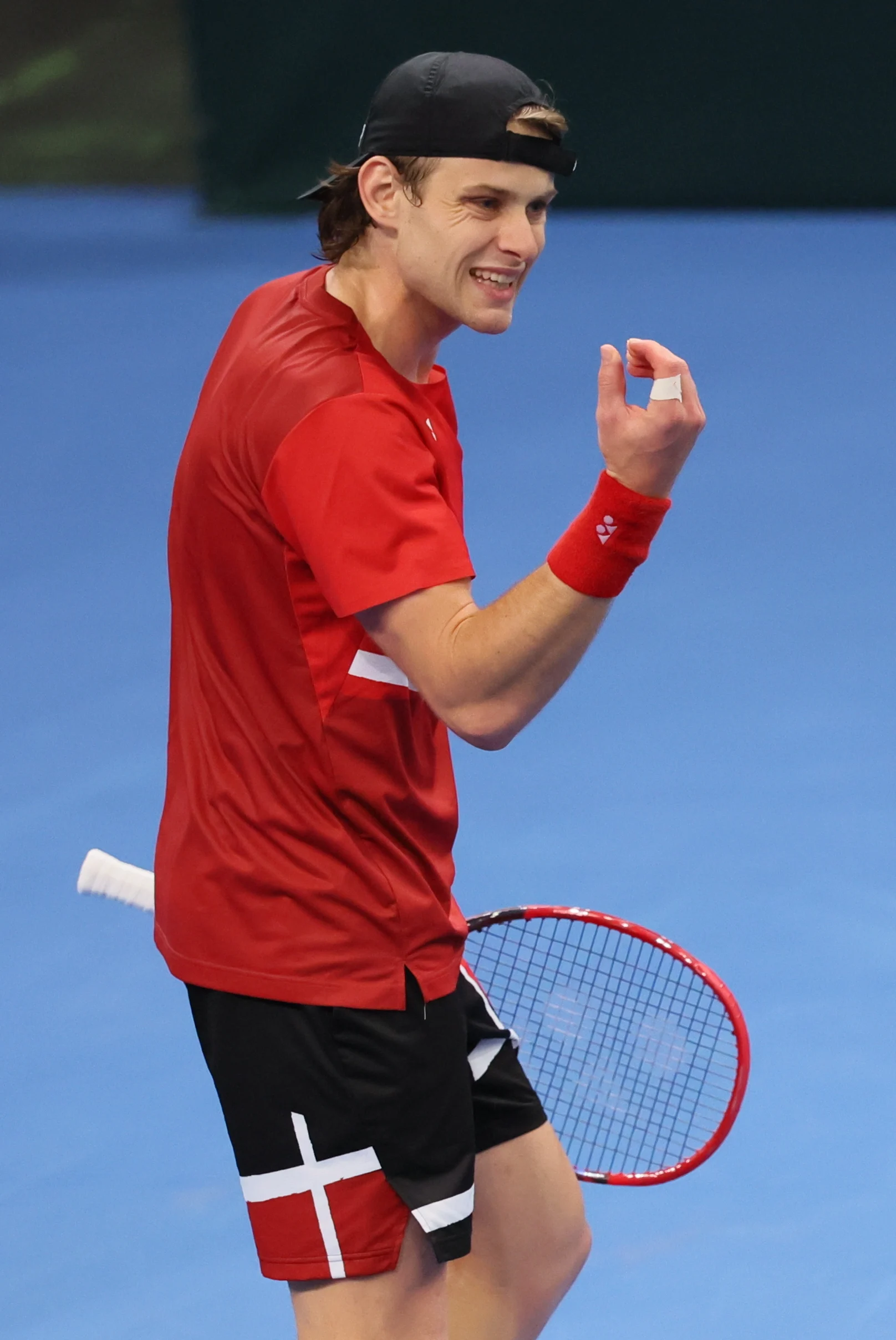 Belgian Zizou Bergs pictured during a game between Belgian Bergs and Chilean Garin, the fourth match in the Davis Cup qualifiers World Group tennis meeting between Belgium and Chile, , in Hasselt. BELGA PHOTO BENOIT DOPPAGNE