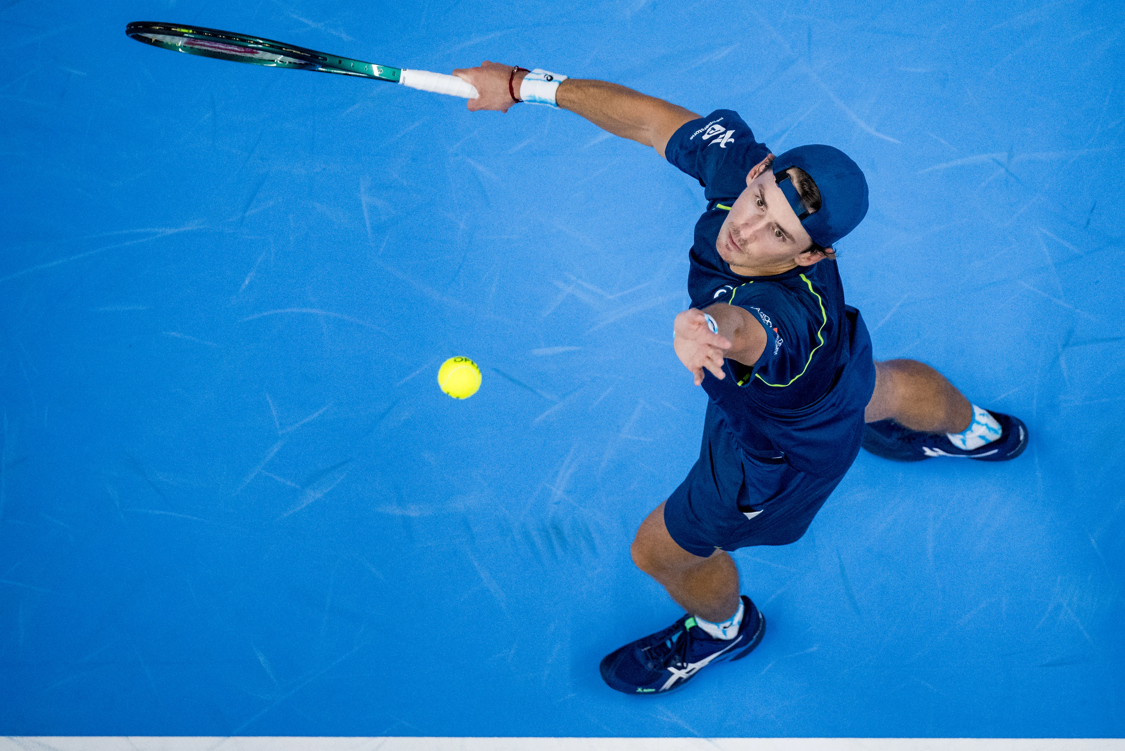 Australia's Alex De Minaur pictured in action during a tennis match in the round of 32 of the singles competition at the ATP European Open Tennis tournament in Antwerp, Wednesday 16 October 2024. BELGA PHOTO JASPER JACOBS