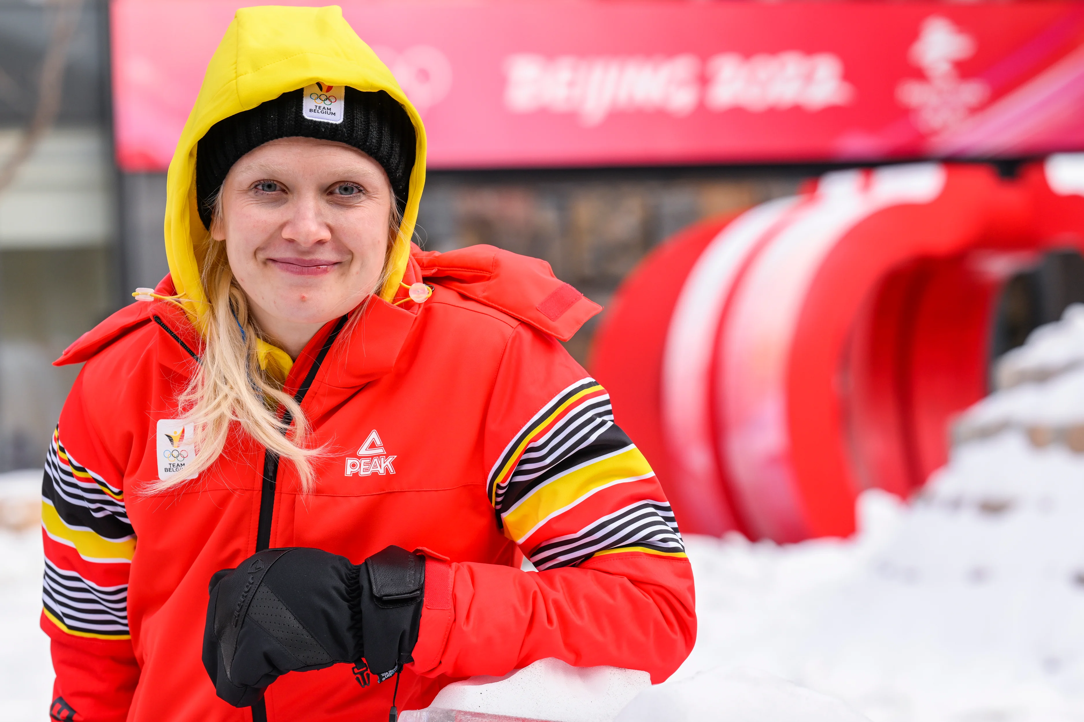 Belgian skeleton athlete Kim Meylemans pictured during a press moment at the Beijing 2022 Winter Olympics in Beijing, China, Wednesday 09 February 2022. The winter Olympics are taking place from 4 February to 20 February 2022. BELGA PHOTO LAURIE DIEFFEMBACQ