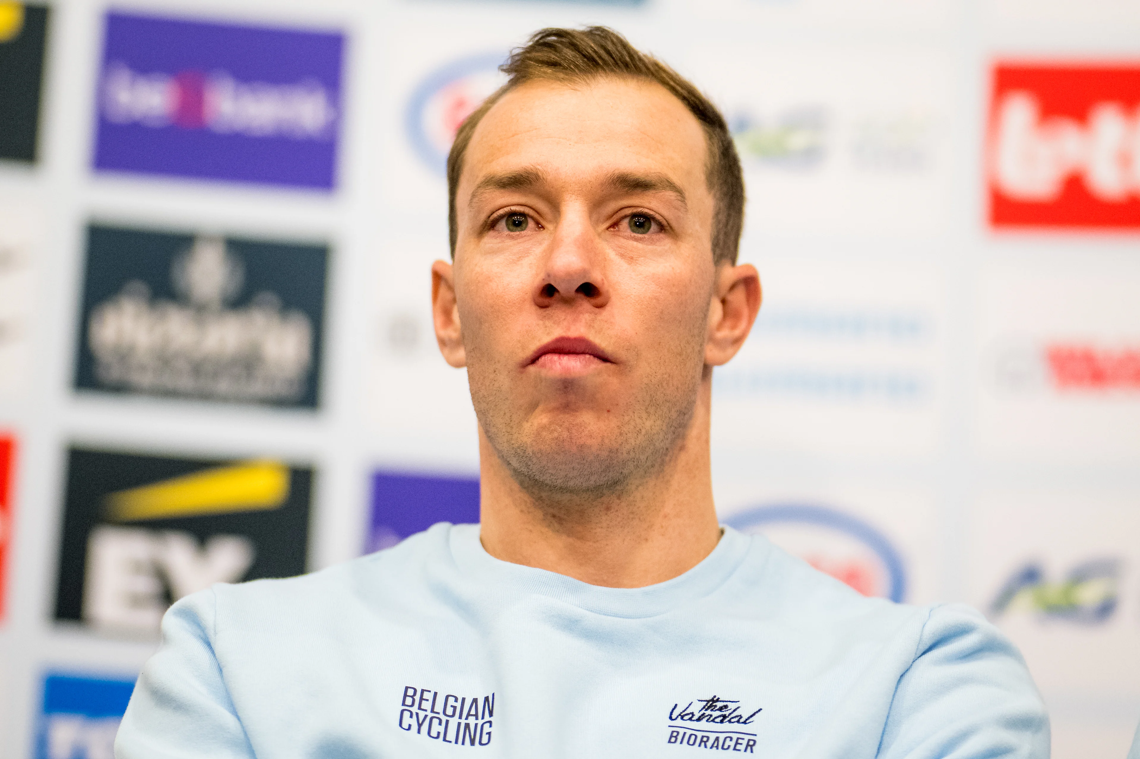 Belgian Laurens Sweeck pictured during a press conference ahead of the UCI cyclocross World Championship, in Gosnay, France, Friday 31 January 2025. The world championships are taking place from 31 January until 02 February. BELGA PHOTO JASPER JACOBS