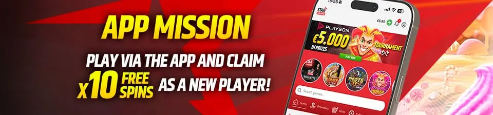 Receive 10 Free Spins as a new player by simply playing on the app!
