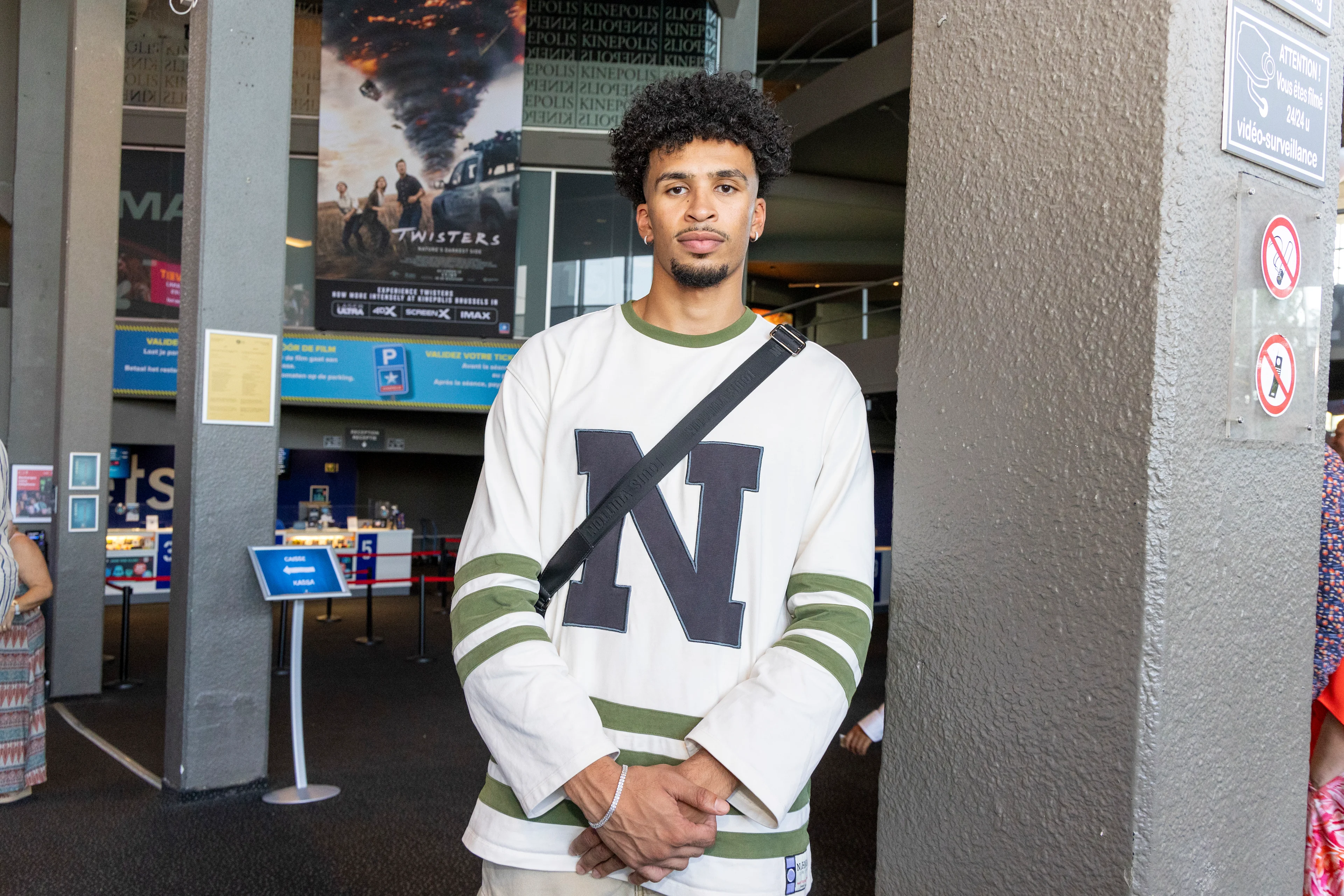 Belgian NBA-player Toumani Camara poses for the photographer at a press vision and avant-premiere of the documentary 'The Belgian Dream', at Kinepolis cinema complex in Brussels, Monday 29 July 2024. BELGA PHOTO NICOLAS MAETERLINCK