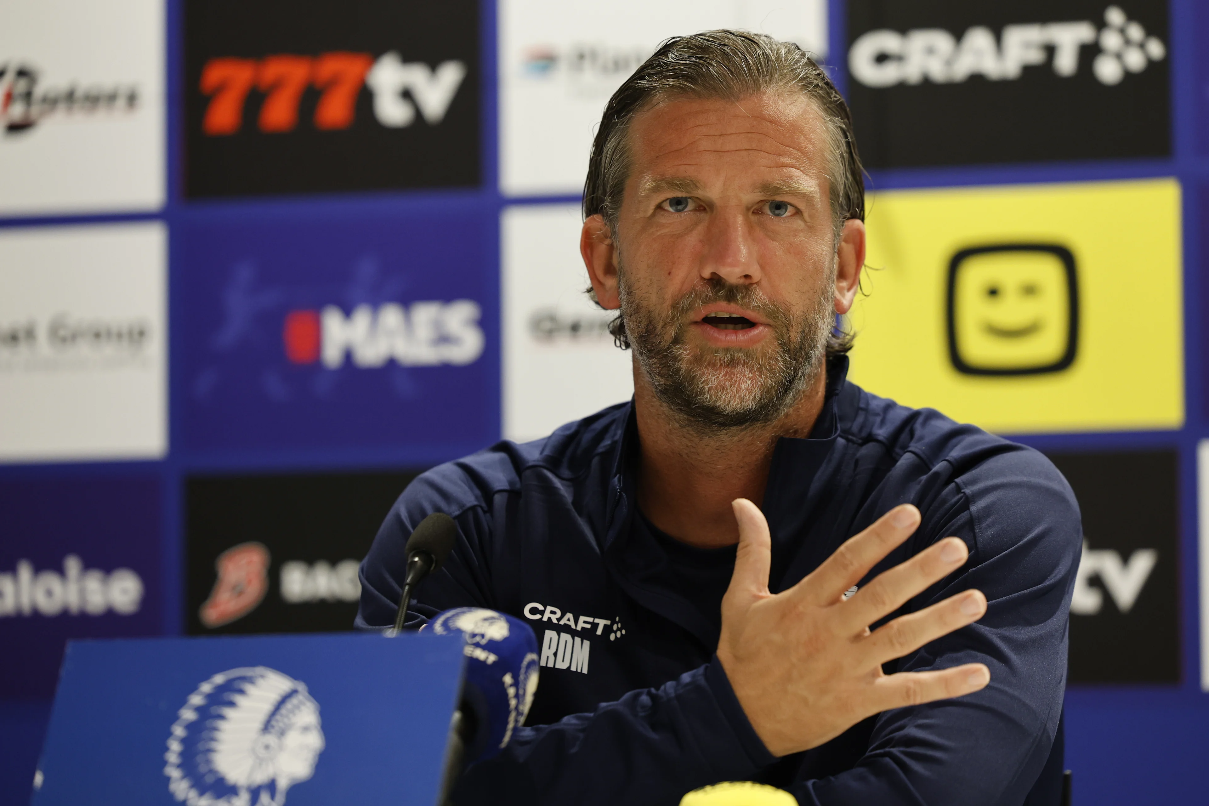 a press conference of Belgian soccer team KAA Gent, Wednesday 19 August 2026 in Gent, in preparations of the first leg of the play-off round for the UEFA Conference League league phase, against Scottish team Hibernian FC. BELGA PHOTO NICOLAS MAETERLINCK