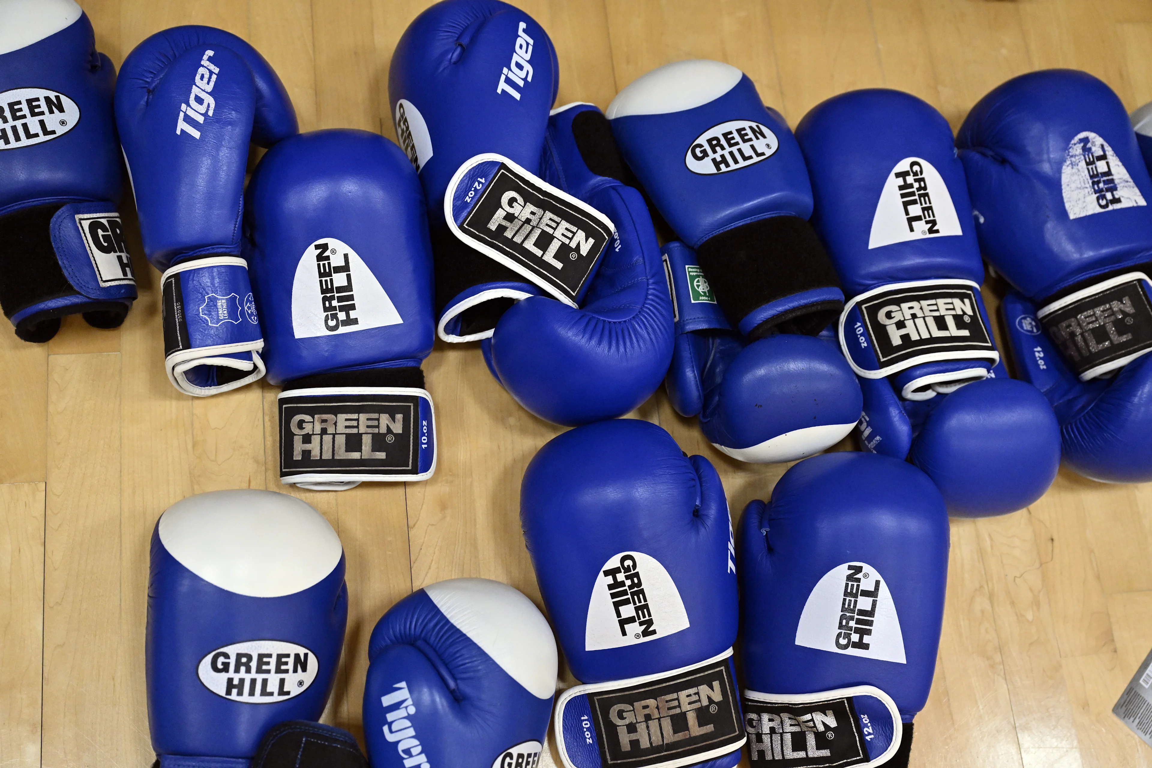 Illustration picture shows boxing gloves during a training camp organized by the BOIC-COIB Belgian Olympic Committee in Belek, Turkey, Wednesday 22 November 2023. The camp takes place from 11 to 25 November. BELGA PHOTO ERIC LALMAND