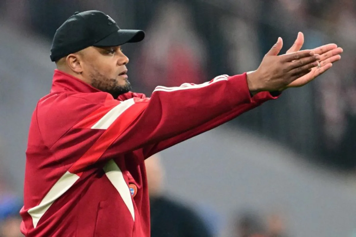 Bayern Munich's Belgian head coach Vincent Kompany reacts from the sidelines during the UEFA Champions League last 16, first-leg, football match FC Bayern Munich v Bayer 04 Leverkusen on March 5, 2025 in Munich, southern Germany.  Tobias SCHWARZ / AFP