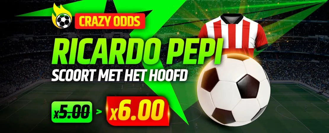 ⚽Crazy odds: Pepi scoort met het hoofd! Odds van 5.00 naar 6.00! 🔥