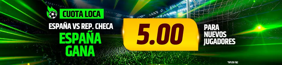 ¡España gana a República Checa a CUOTA 5! 200 primeros nuevos usuarios.