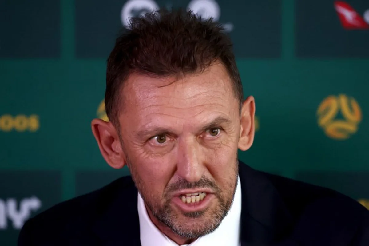 Tony Popovic, newly-appointed head coach for Australia's national football team, speaks during a press conference in Sydney on September 23, 2024. Football Australia appointed former Crystal Palace defender Tony Popovic as the new Socceroos coach on September 23, tasking him with rescuing their faltering World Cup qualifying campaign.  DAVID GRAY / AFP