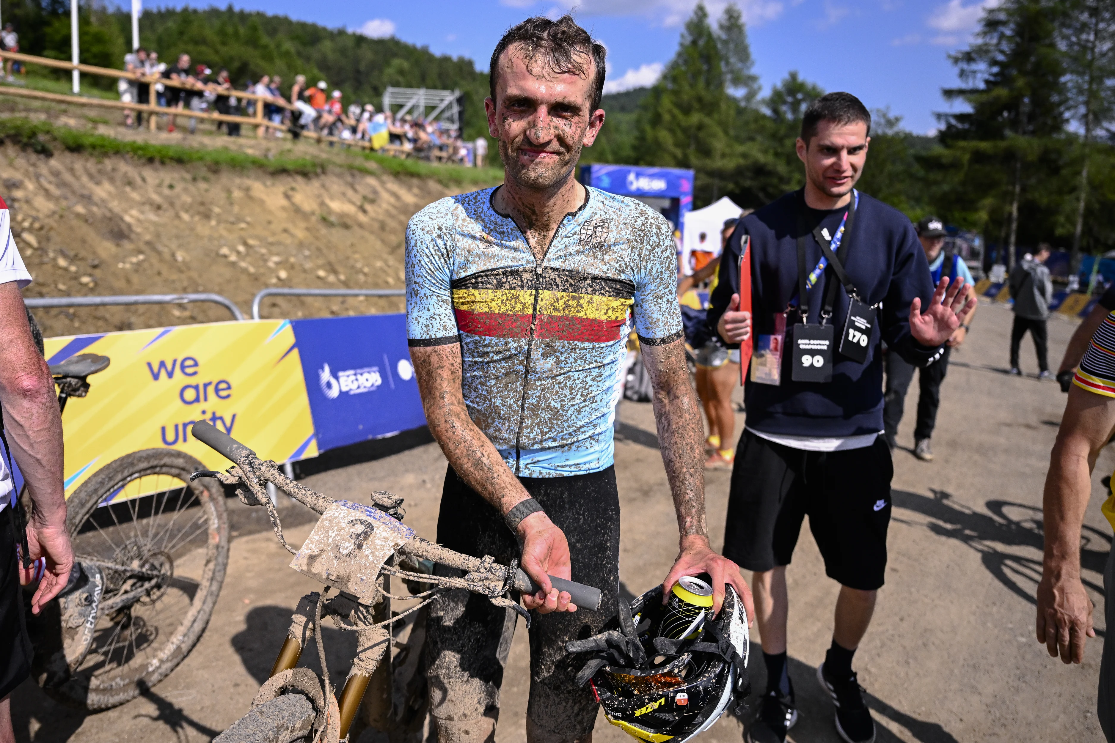 Mountain Biker  Pierre de Froidmont pictured after the men cross-country event in the Cycling Mountain Bike competition at the European Games in Krakow, Poland on Sunday 25 June 2023. The 3rd European Games, informally known as Krakow-Malopolska 2023, is a scheduled international sporting event that will be held from 21 June to 02 July 2023 in Krakow and Malopolska, Poland. BELGA PHOTO LAURIE DIEFFEMBACQ