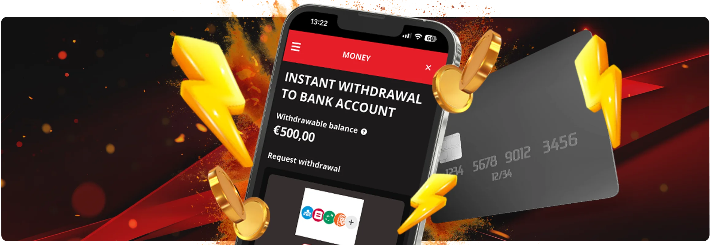 Instant withdrawals at Casino King: your winnings available on your bank account within seconds, anytime.