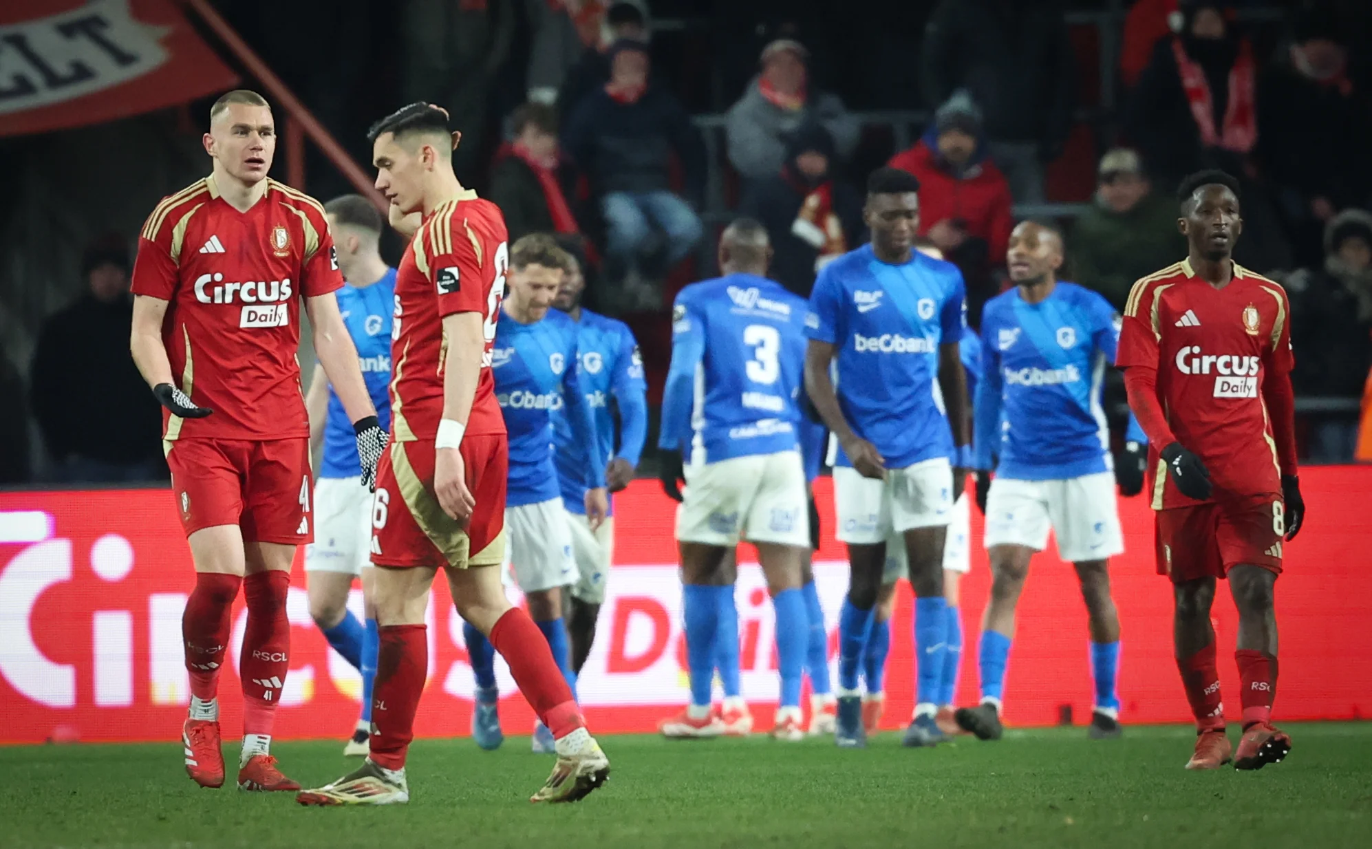 Standard's Sotiris Alexandropoulos looks dejected during a soccer match between Standard de Liege and KRC Genk, Friday 14 February 2025 in Liege, on day 26 of the 2024-2025 season of the 'Jupiler Pro League' first division of the Belgian championship. BELGA PHOTO VIRGINIE LEFOUR