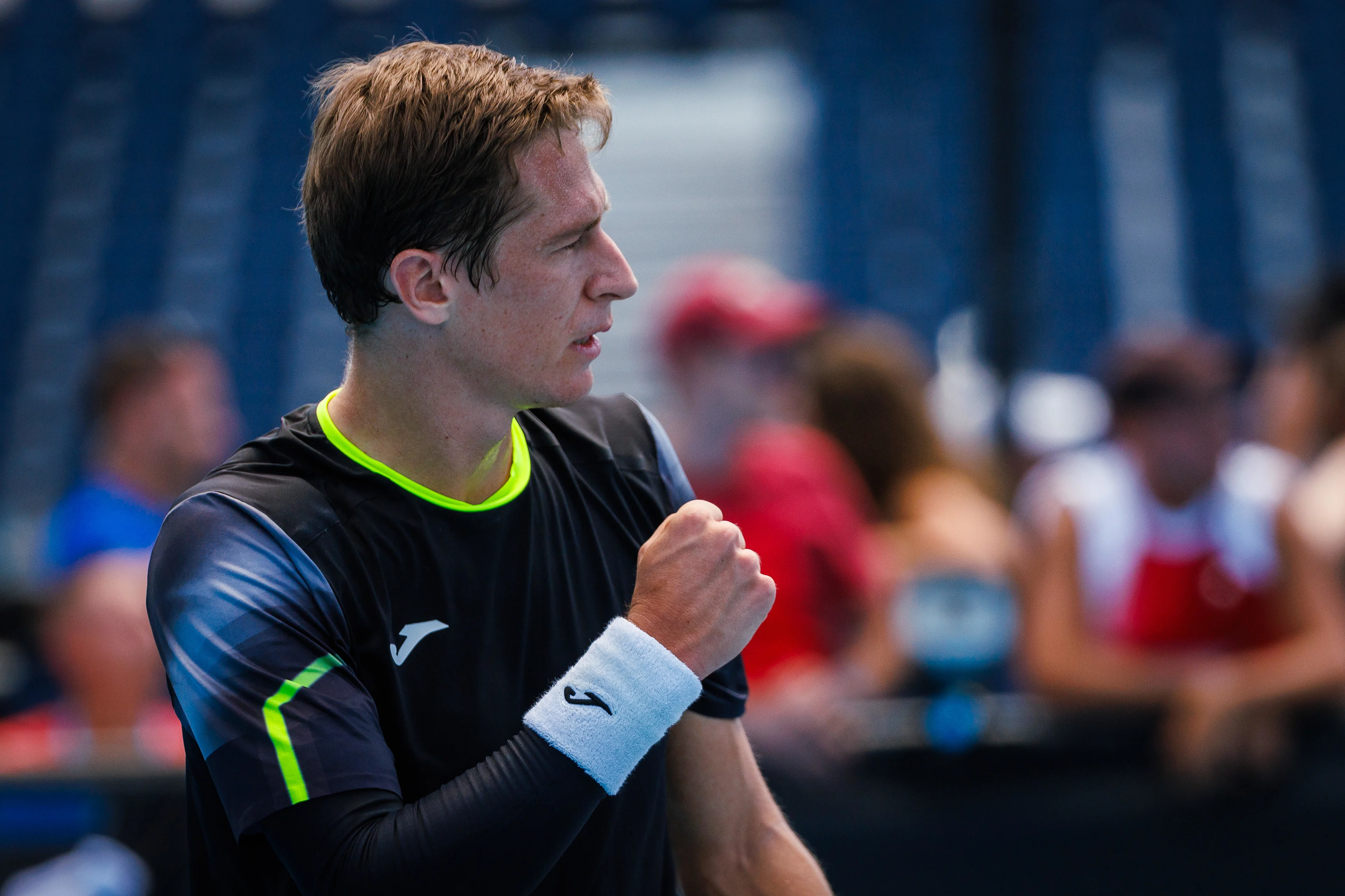 Belgian Kimmer Coppejans pictured during a men's qualifying singles first round game between Belgian Coppejans and French Martineau, at the 'Australian Open' Grand Slam tennis tournament, Tuesday 07 January 2025 in Melbourne Park, Melbourne, Australia. The 2024 edition of the Australian Grand Slam takes place from January 14th to January 28th. Coppejans won 2-6, 7-6, 6-1. BELGA PHOTO PATRICK HAMILTON