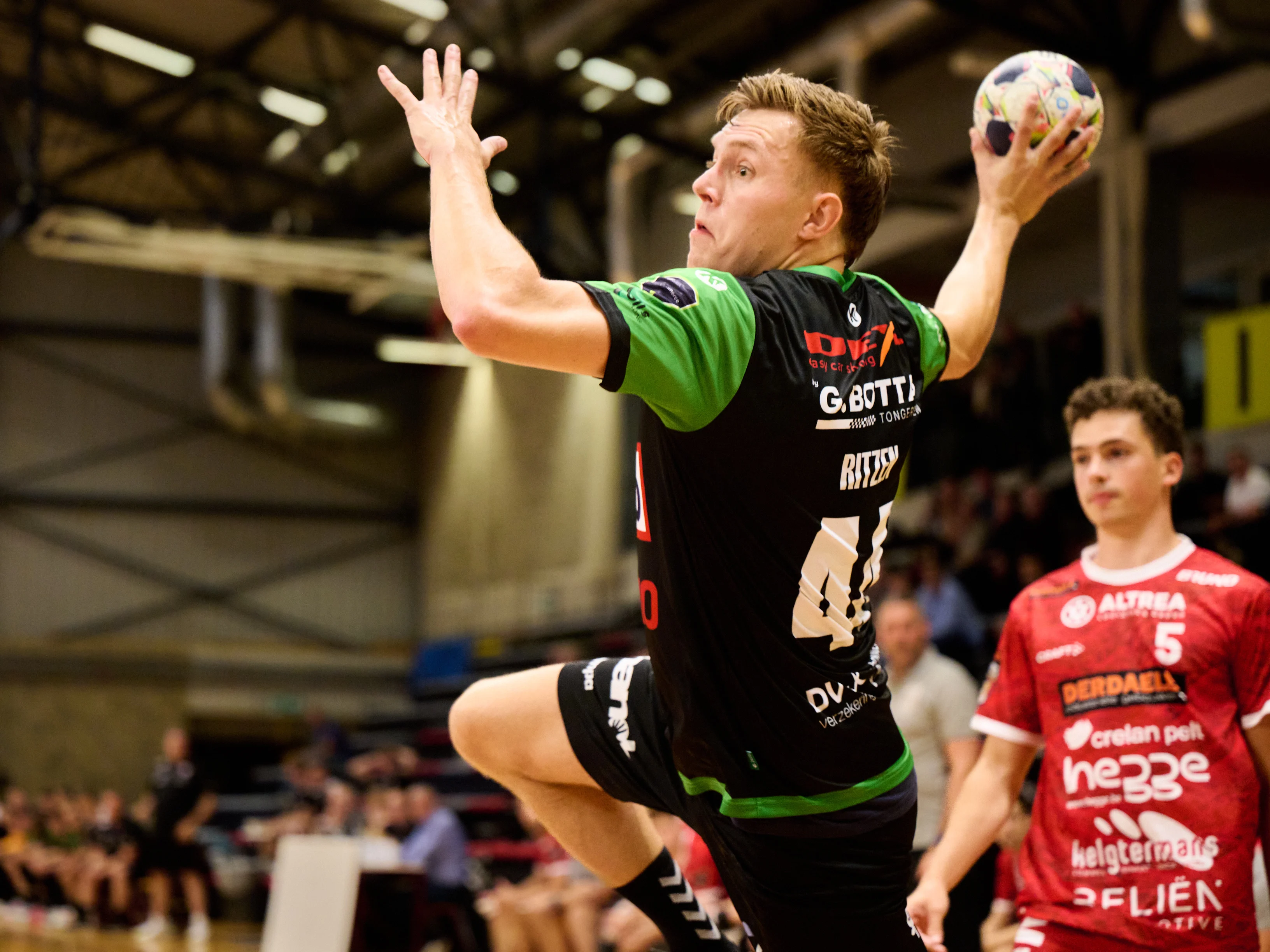 ATTENTION EDITORS - HAND OUT PICTURES - EDITORIAL USE WITH STORY ON HANDBALL ONLY - MANDATORY CREDIT ALAIN DECAMPS  -   Hand out picture released by Alain Decamps shows Jasper Ritzen during the men's Supercup handball game between HUBO Handbal  and Derdaele Sporting Handbal, on Saturday 29 August 2026 in Hasselt. PHOTO ALAIN DECAMPS  Belga and Belga Editorial Board decline all responsibility regarding the content of this picture.