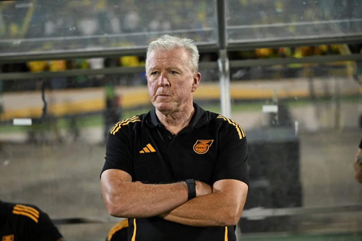 Jamaica's head coach British Steve McClaren watches from the sidelines during the World Cup qualifier football match between Jamaica and Curacao at the National Stadium in Kingston, Jamaica on November 18, 2025.  Ricardo Makyn / AFP