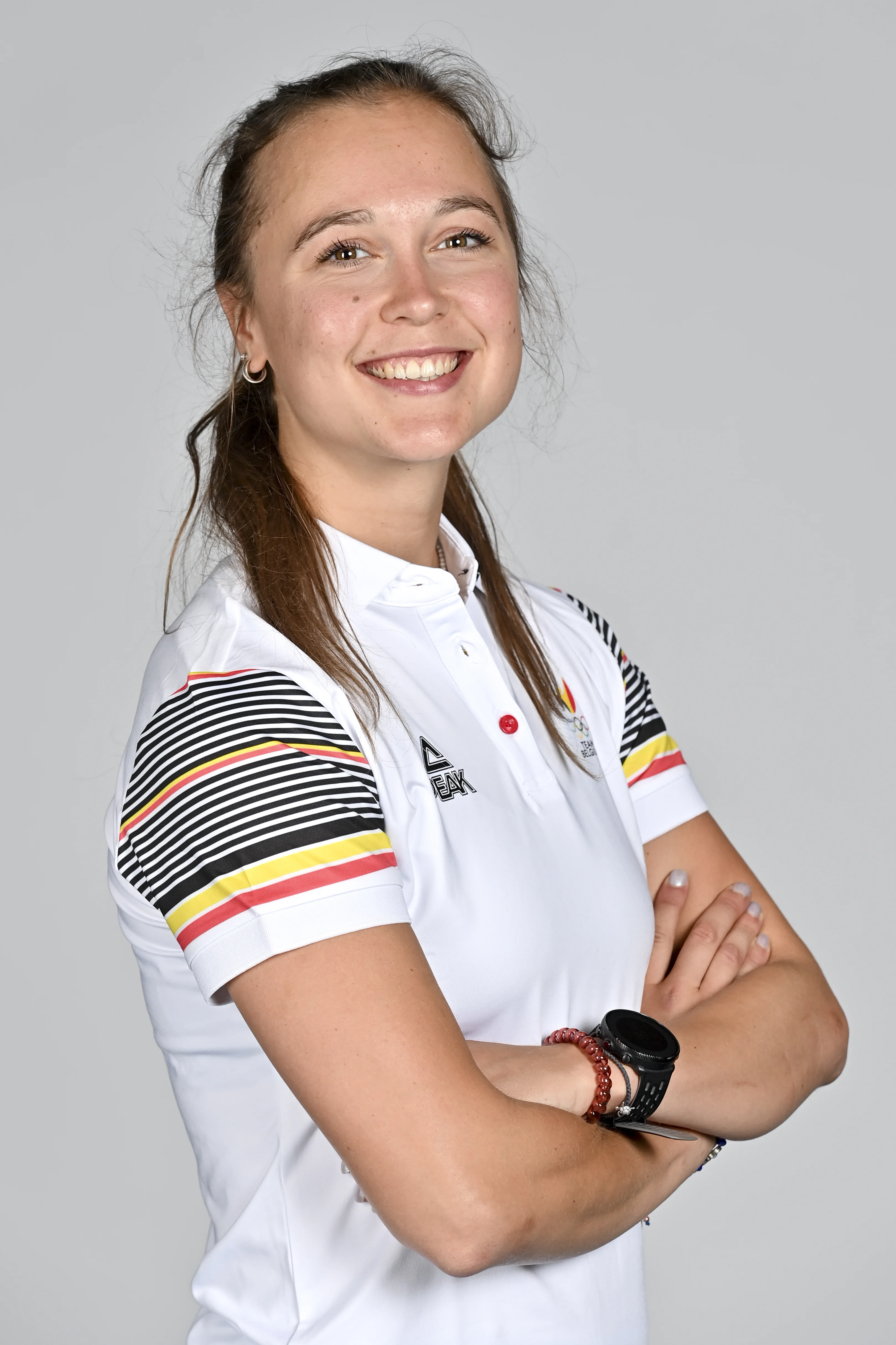 Tinne Gilis poses for the photographer at a photoshoot for the Belgian Olympic Committee BOIC - COIB ahead of the The World Games 2022 sports event, Monday 20 June 2022 in Deurne, Antwerp. BELGA PHOTO DIRK WAEM