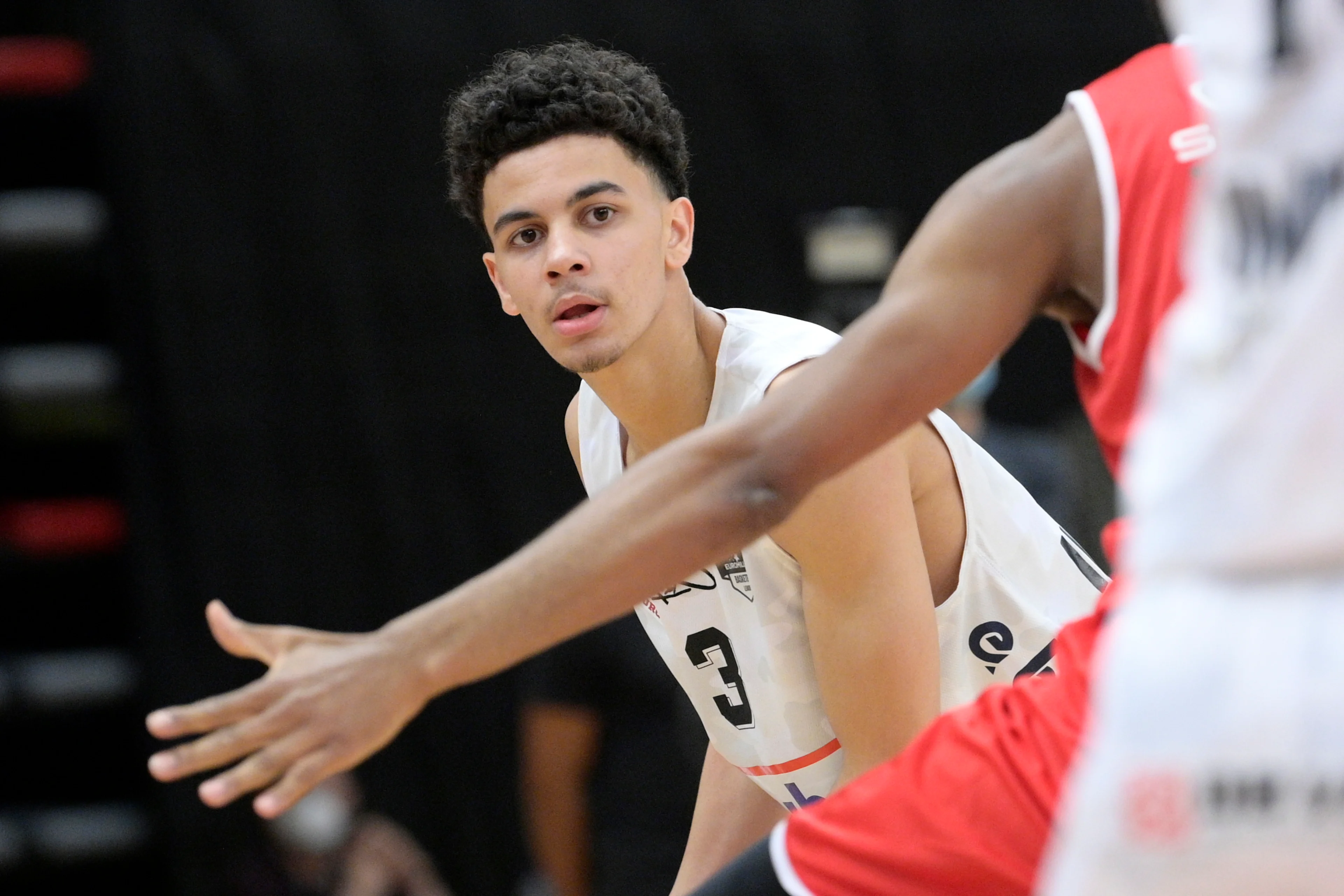 Limburg's Ajay Mitchell pictured during the basketball match between Limburg United and BC Oostende, Friday 28 May 2021 in Hasselt, the second game (best of three) of the semifinals in the Playoffs of the 'EuroMillions League' Belgian first division basket championships. BELGA PHOTO YORICK JANSENS