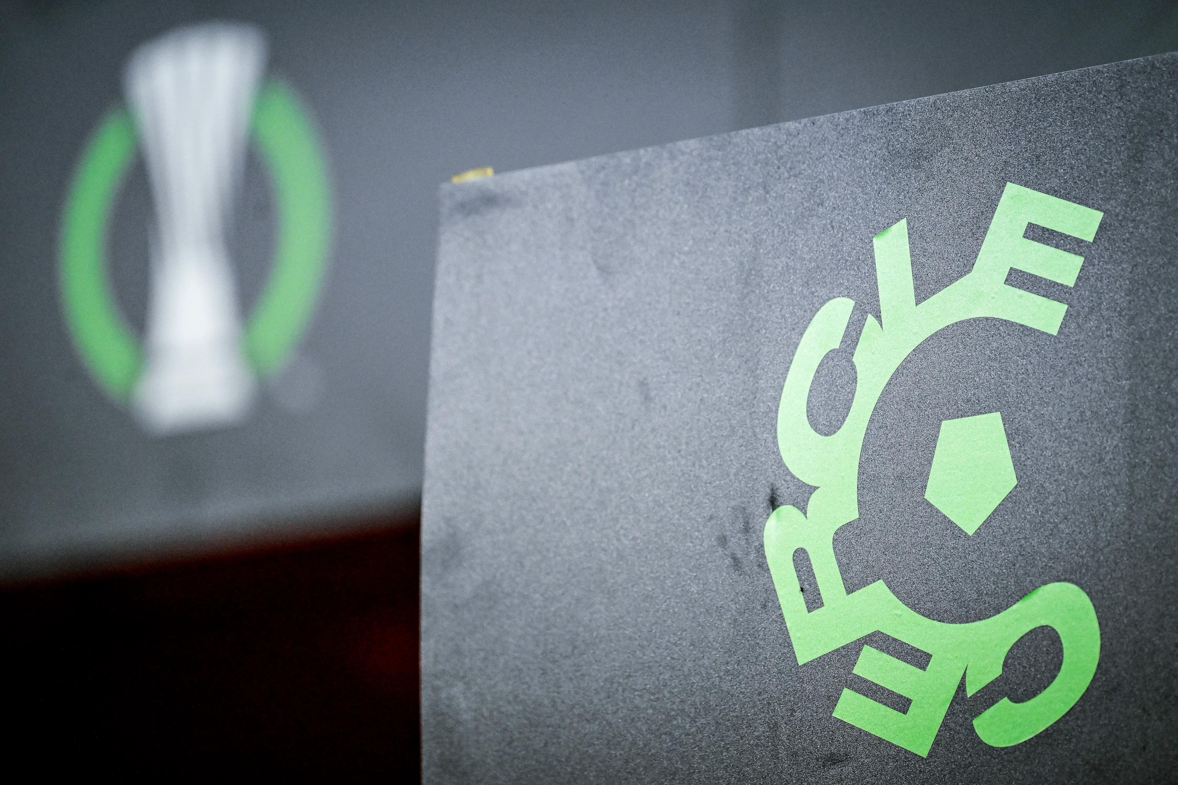 Cercle Brugge logo pictured at a soccer game between Polish Jagiellonia Bialystok and Belgian Cercle Brugge KSV, Thursday 06 March 2025 in Bialystok, Poland, the first leg of the round of 16 of the UEFA Conference League tournament. BELGA PHOTO TOM GOYVAERTS