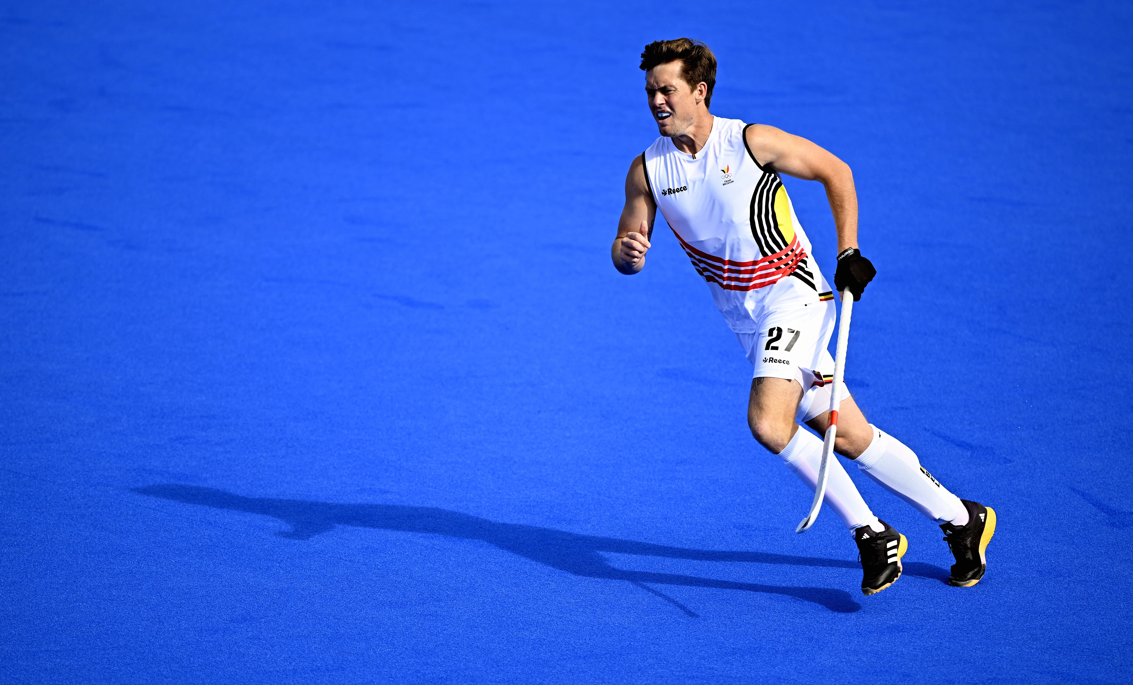 Belgium's Tom Boon pictured during a hockey game between New Zealand and Belgium's national team the Red Lions, game 2 in the men's pool B at the Paris 2024 Olympic Games, on Sunday 28 July 2024 in Paris, France. The Games of the XXXIII Olympiad are taking place in Paris from 26 July to 11 August. The Belgian delegation counts 165 athletes competing in 21 sports. BELGA PHOTO JASPER JACOBS