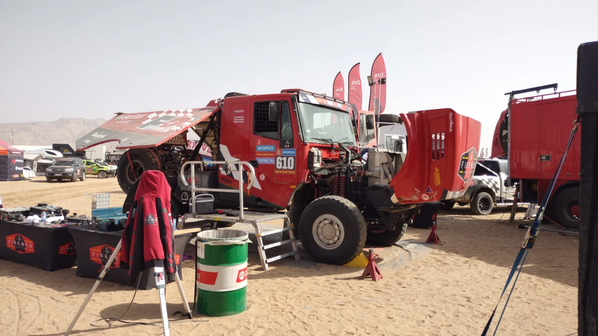 ATTENTION EDITORS - HAND OUT PICTURES - EDITORIAL USE ONLY - MANDATORY CREDIT:  JAN VAN DER VAET  Hand out pictures released on Friday 03 January 2025, by Eric Dupain shows a picture of the truck of Jan Van Der Vaet, Richard De Groot and Johannes Hulseboschto during the preparations for the 2025 Dakar rally race.  *** Belga and Belga Editorial Board decline all responsibility regarding the content of this picture. *** BELGA PHOTO HAND OUT JAN VAN DER VAET