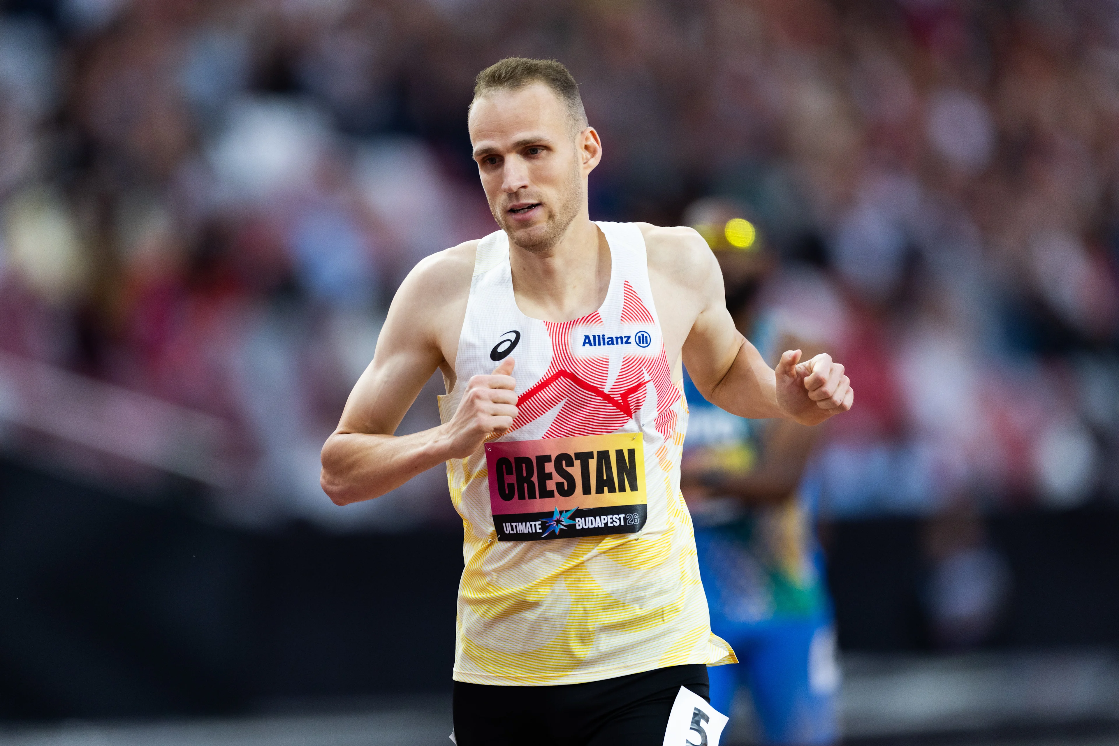 Belgian athlete Eliott Crestan pictured during the Men's 800 Metres, Semi-final, at  the World Athletics Ultimate Championship, on Saturday 12 September 2026, in Budapest, Hungary. BELGA PHOTO NIKOLA KRSTIC