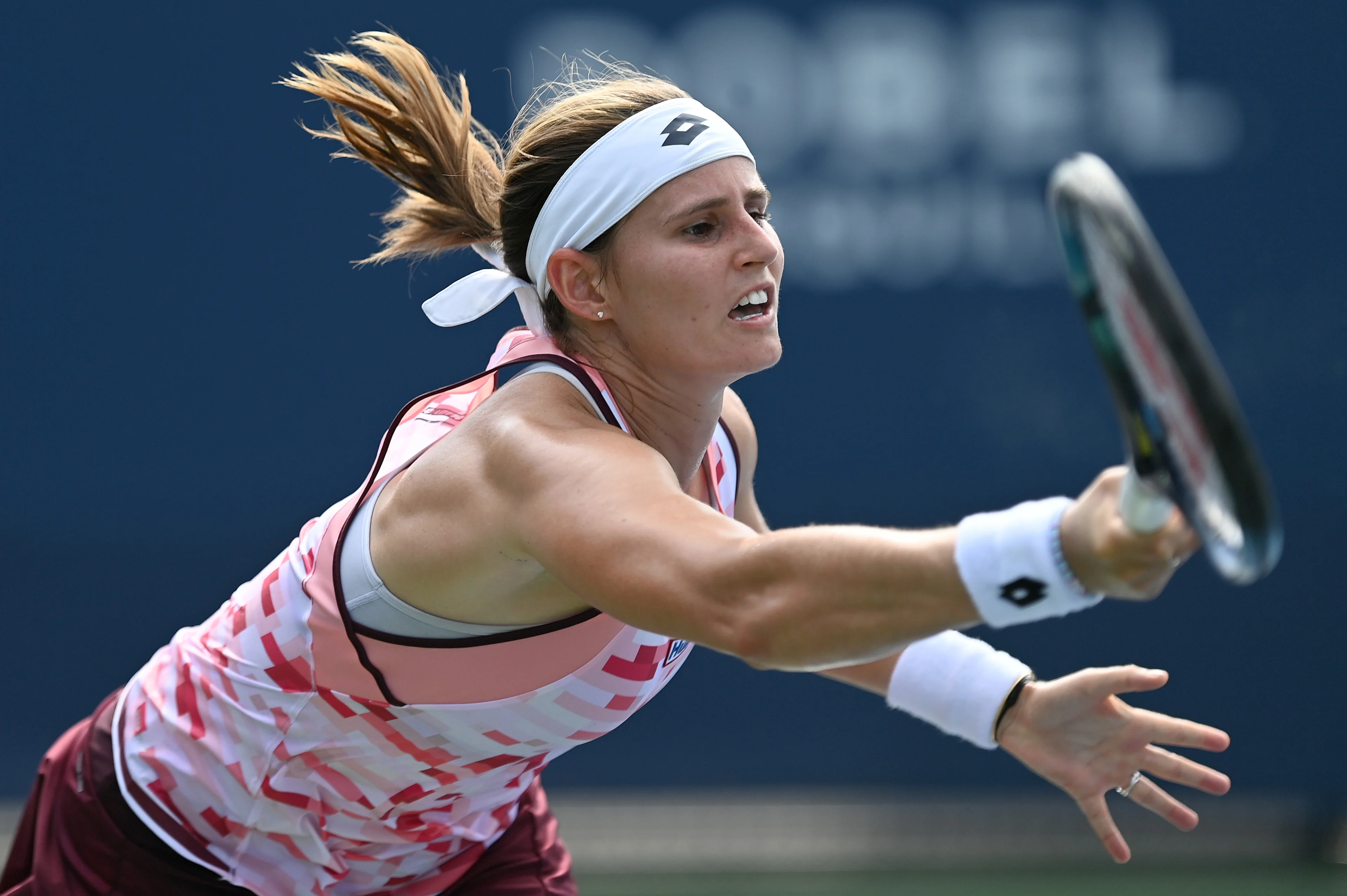 Belgian tennis player Greet Minnen competes against Poland's Magdalena Frech during the Women's Singles round one of the U.S. Open tennis tournament at USTA Billie Jean King National Tennis Center, New York, NY, August 26, 2024. (Photo by Anthony Behar/Sipa USA)