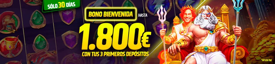 Empieza a jugar con 1.800€ en total con tus tres primeros depósitos.