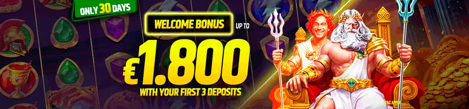 Start playing with €1,800 in total with your first three deposits.