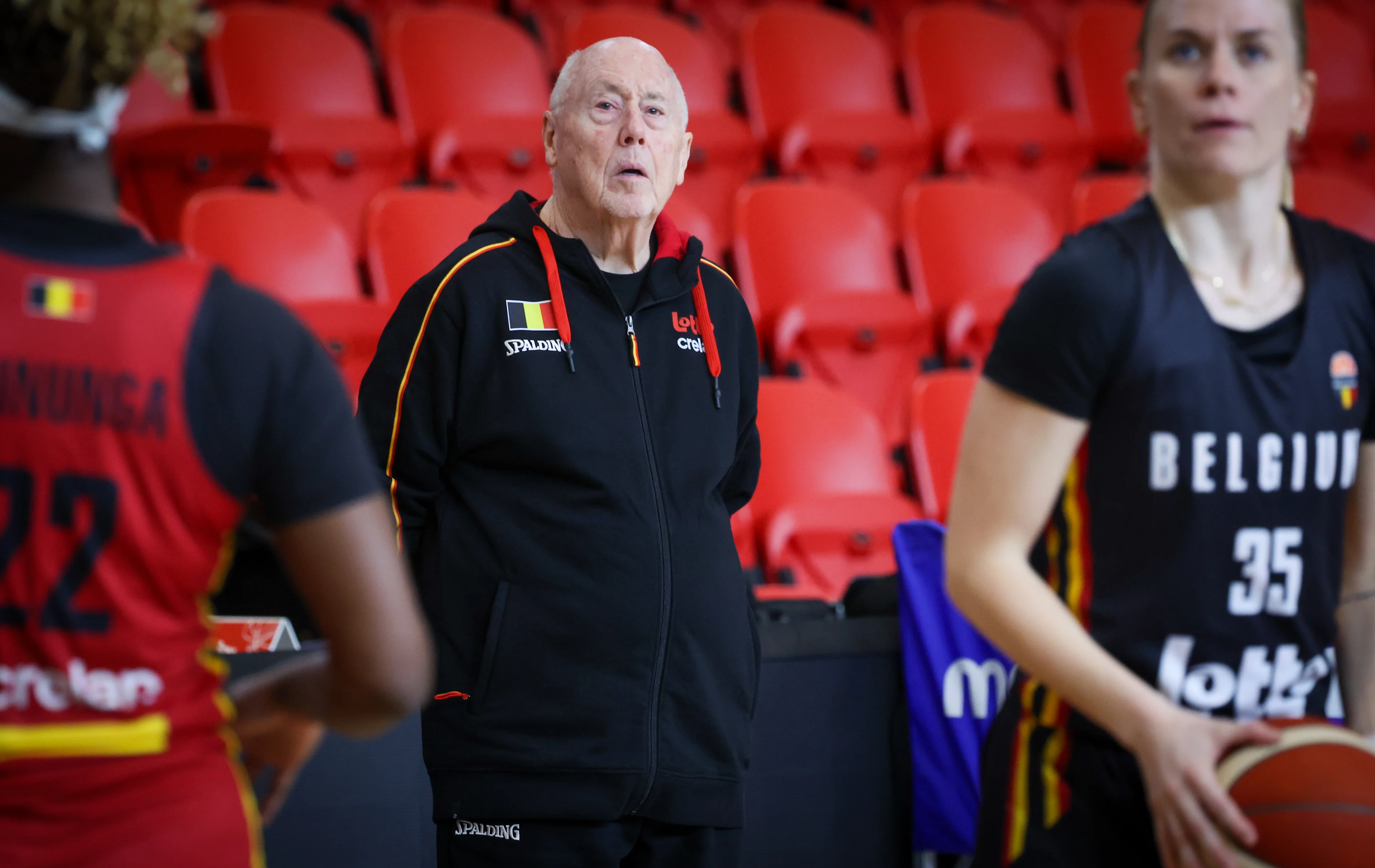 Belgium's head coach Mike Thibault pictured during the media day of Belgian national women basketball team 'the Belgian Cats', in Oostende, Monday 03 February 2025. The Cats will play on 06 February a FIBA EuroBasket 2025 qualifier game against Azerbaijan. BELGA PHOTO VIRGINIE LEFOUR