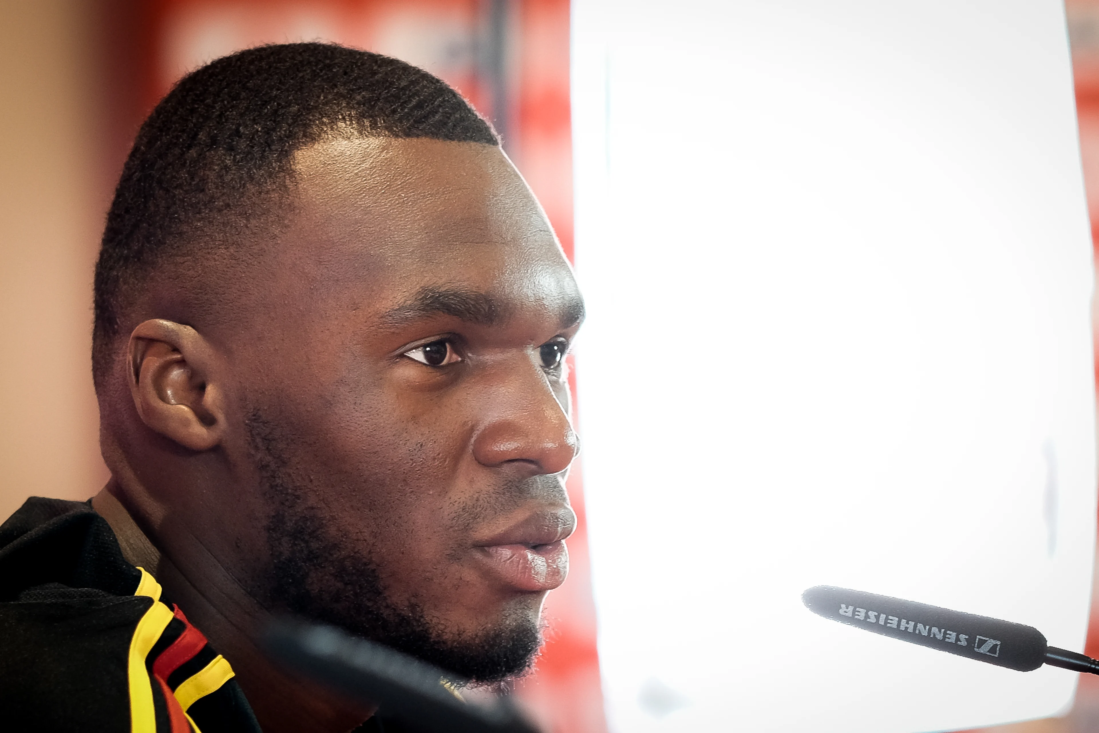 Belgium's Christian Benteke pictured during a press contact of the Belgian national soccer team Red Devils, Thursday 24 May 2018, in Tubize. At the start of the week, the head coach announced the 23 players selected for the upcoming FIFA World Cup 2018 in Russia. BELGA PHOTO BRUNO FAHY