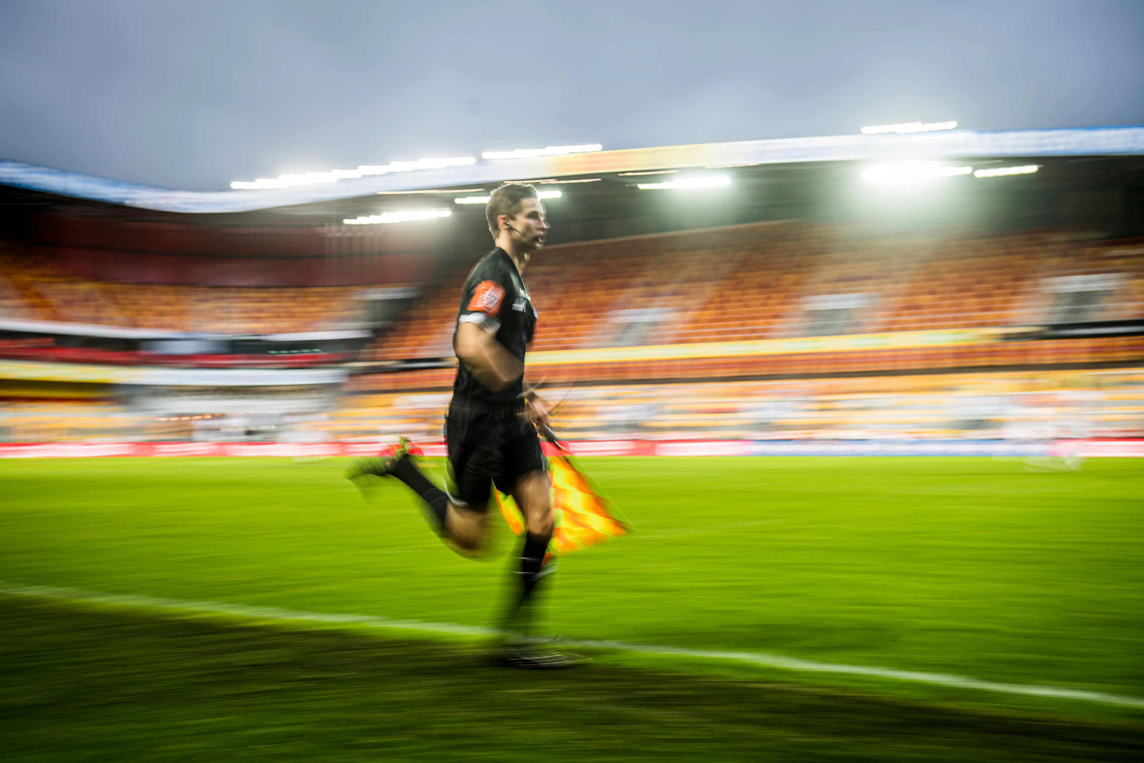 Illustration picture shows the assistant referee in action during a soccer game between KV Mechelen (1A first division) and RWDM (1B second division), Wednesday 03 February 2021 in Mechelen, in the 1/16 finals of the 'Croky Cup' Belgian cup. BELGA PHOTO JASPER JACOBS