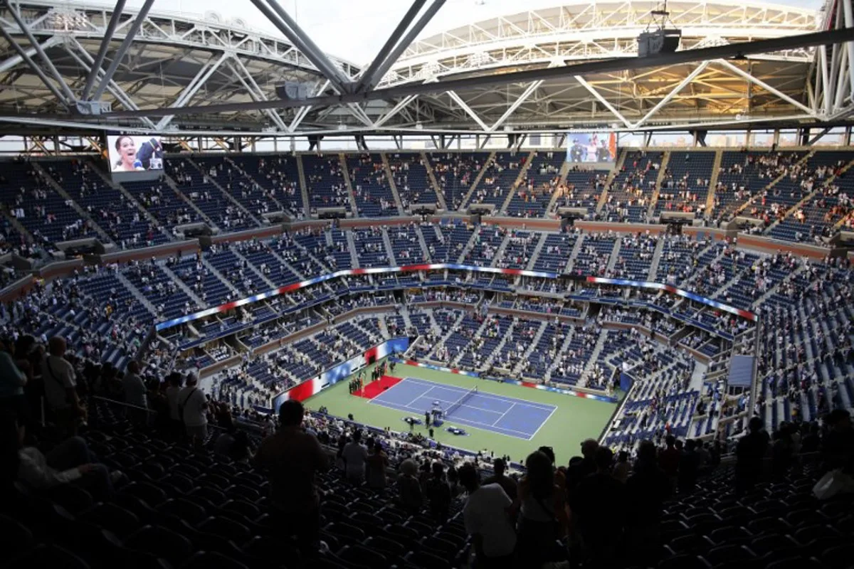 View of center court on day one of the US Open tennis tournament at the USTA Billie Jean King National Tennis Center in New York City, on August 26, 2024. KENA BETANCUR / AFP