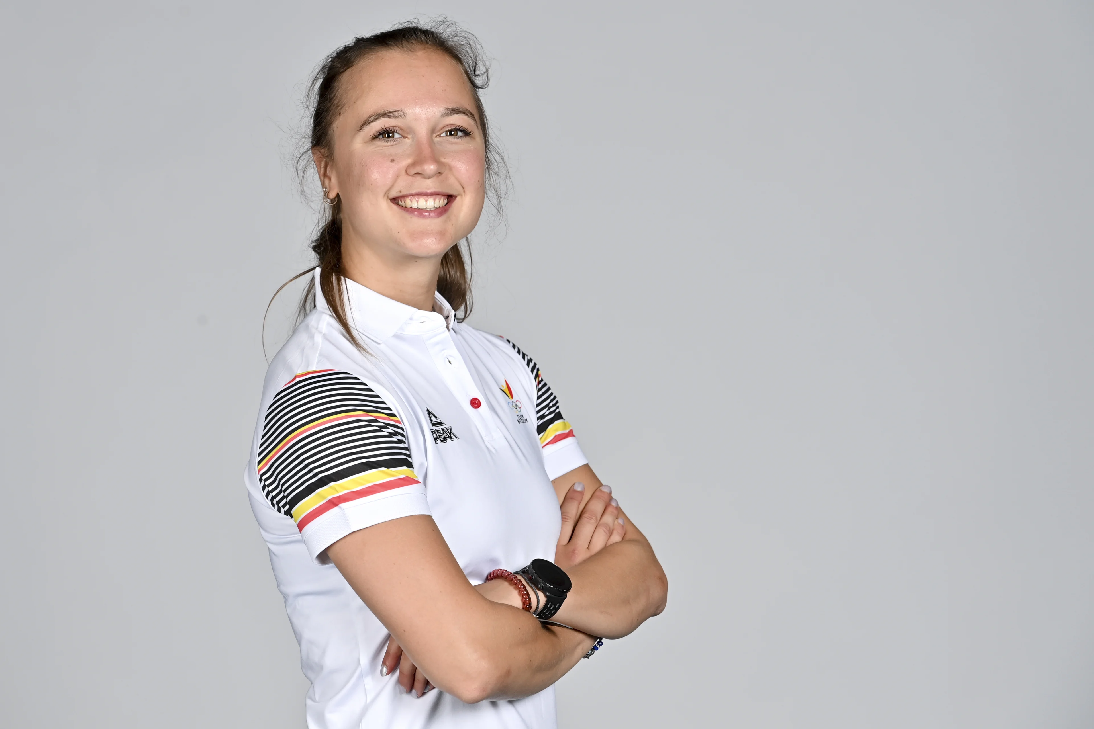 Tinne Gilis poses for the photographer at a photoshoot for the Belgian Olympic Committee BOIC - COIB ahead of the The World Games 2022 sports event, Monday 20 June 2022 in Deurne, Antwerp. BELGA PHOTO DIRK WAEM