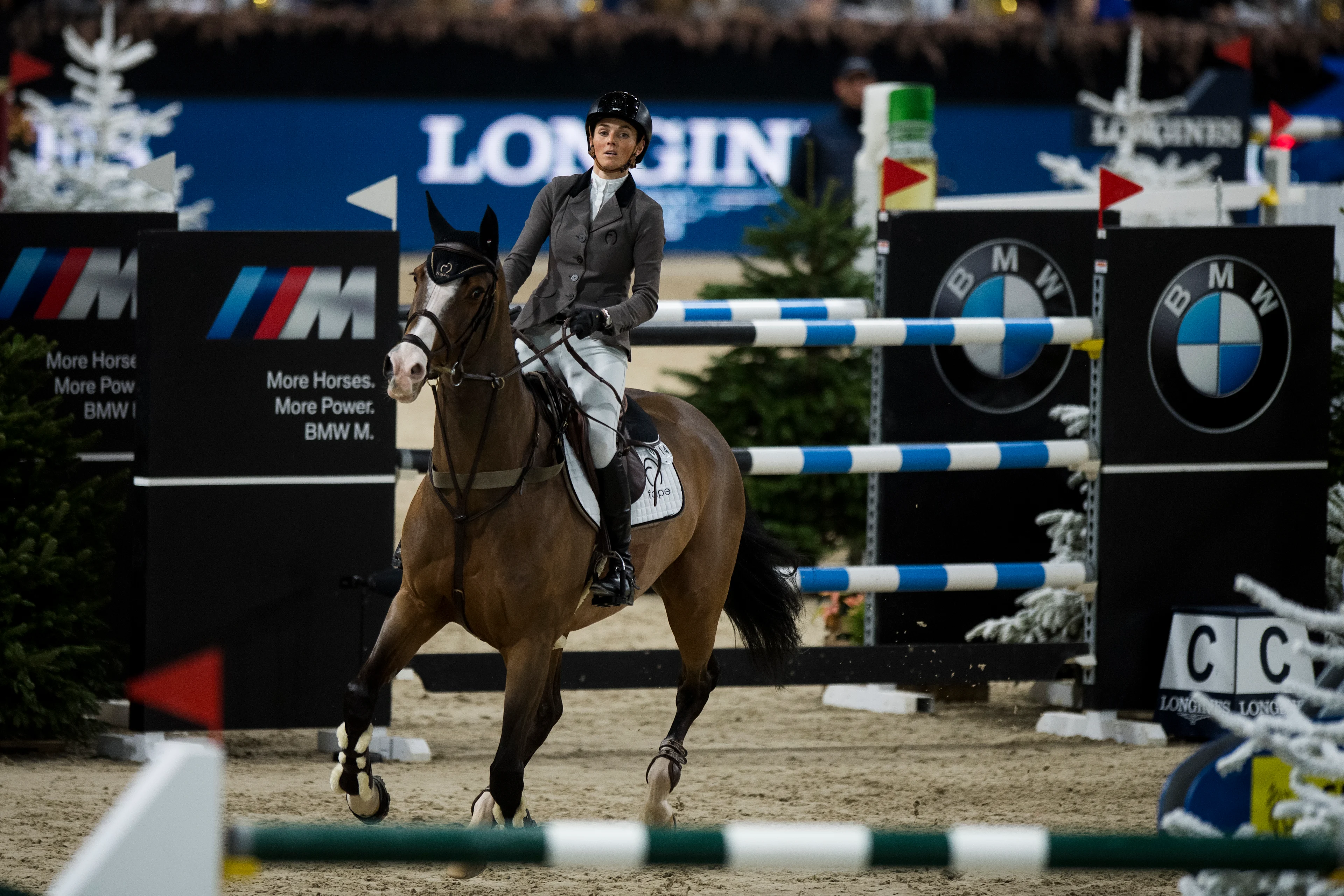 Celine Schoonbroodt de Azevedo with Cheppetta pictured in action during the FEI World Cup Jumping competition at the 'Vlaanderens Kerstjumping - Memorial Eric Wauters' equestrian event, in Mechelen, Monday 30 December 2019. BELGA PHOTO JASPER JACOBS