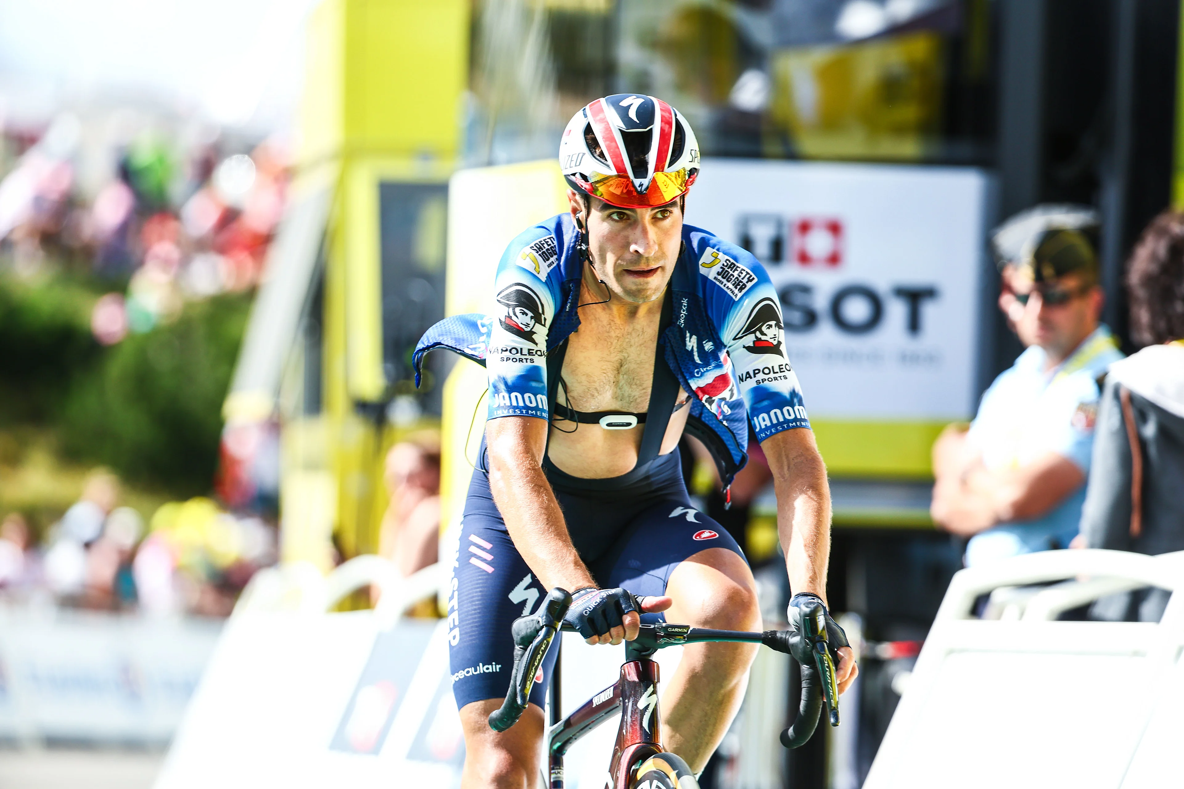 Spanish Mikel Landa of Soudal Quick-Step pictured after stage 15 of the 2024 Tour de France cycling race, from Loudenvielle to Plateau de Beille, France (107,7 km), on Sunday 14 July 2024. The 111th edition of the Tour de France starts on Saturday 29 June and will finish in Nice, France on 21 July. BELGA PHOTO DAVID PINTENS