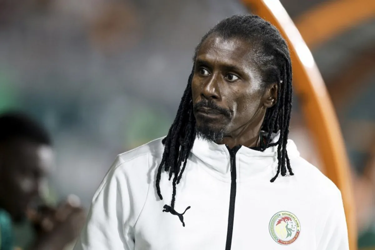 Senegal's head coach Aliou Cisse looks on ahead of the Africa Cup of Nations (CAN) 2024 round of 16 football match between Senegal and Ivory Coast at the Stade Charles Konan Banny in Yamoussoukro on January 29, 2024.  KENZO TRIBOUILLARD / AFP