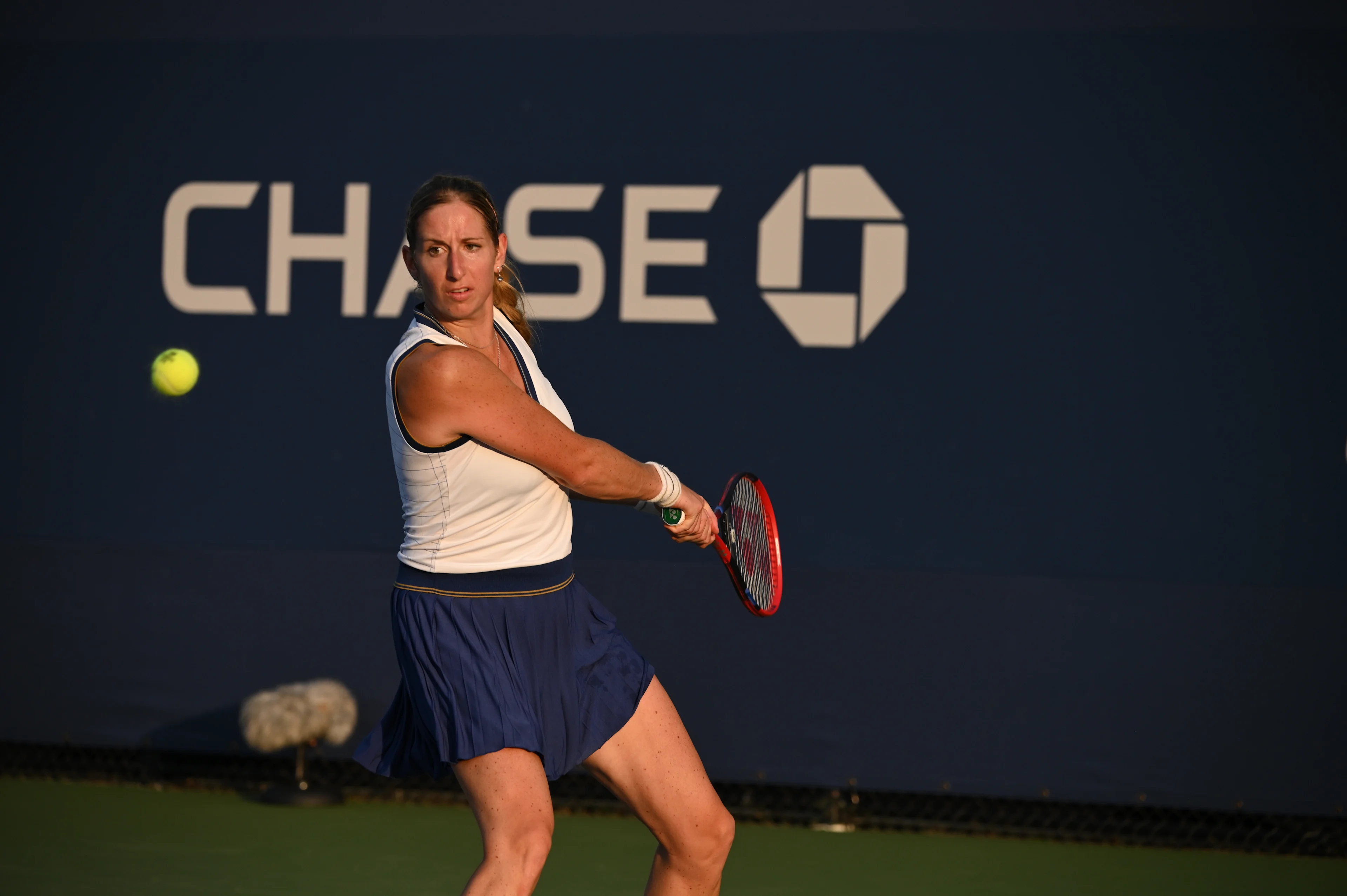 Magali Kempen pictured in action during a tennis match against Spanish Bolsova, in the Women's Qualifying Round at the 2023 US Open Grand Slam tennis tournament, at Flushing Meadow, New York City, USA, Tuesday 22 August 2023. BELGA PHOTO TONY BEHAR