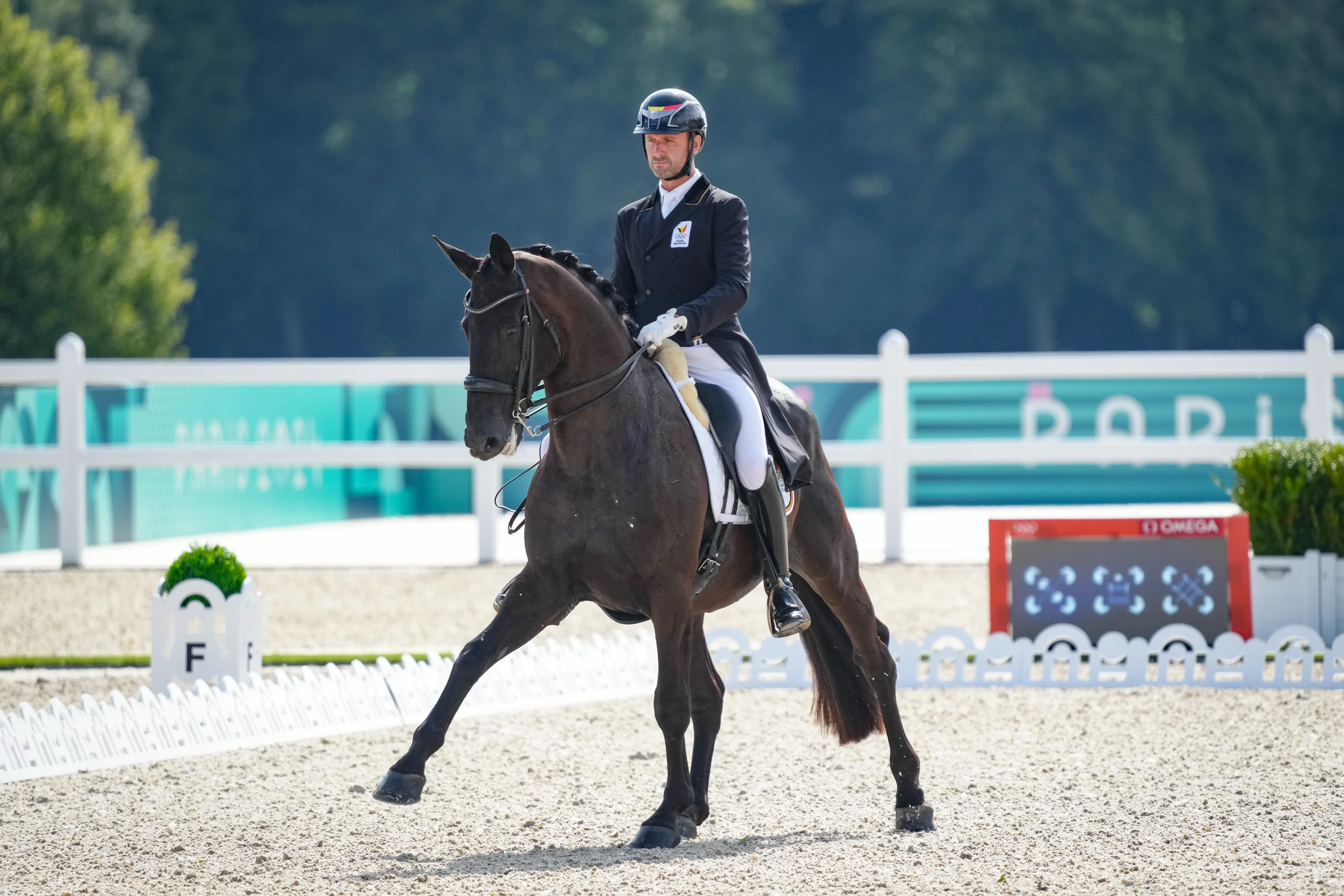 Domien MICHIELS riding INTERMEZZO VAN HET MEERDAALHOF during the Paris Olympic Games 2024 - Day 8 at Chateau de Versailles on August 3, 2024 in Versailles, France. (Photo by Pierre Costabadie/Icon Sport)