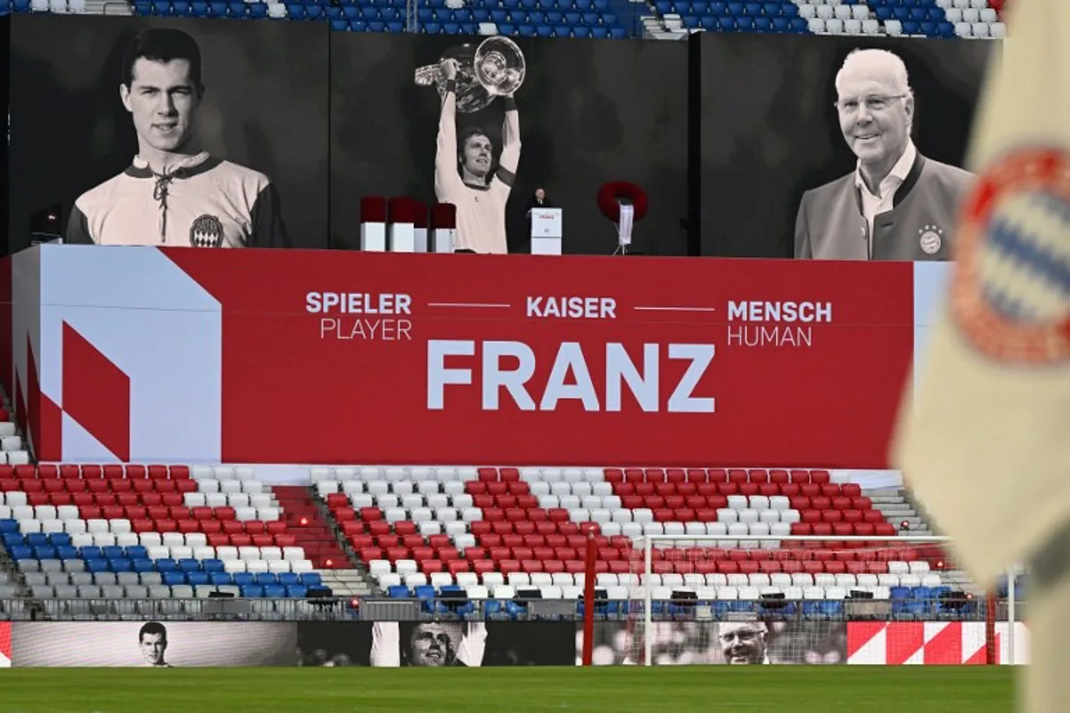 Honorary president of FC Bayern Munich Uli Hoeness delivers a speech during a farewell ceremony in tribute to late German football legend Franz Beckenbauer, organized by his historic club Bayern Munich at the Allianz Arena stadium in Munich, southern Germany, on January 19, 2024.   Beckenbauer, world champion as a player in 1974 and as coach in 1990, died on January 7, 2024 in the Austrian city of Salzburg at the age of 78 and was buried in Munich five days later at a service attended by close friends and family.   LUKAS BARTH / AFP