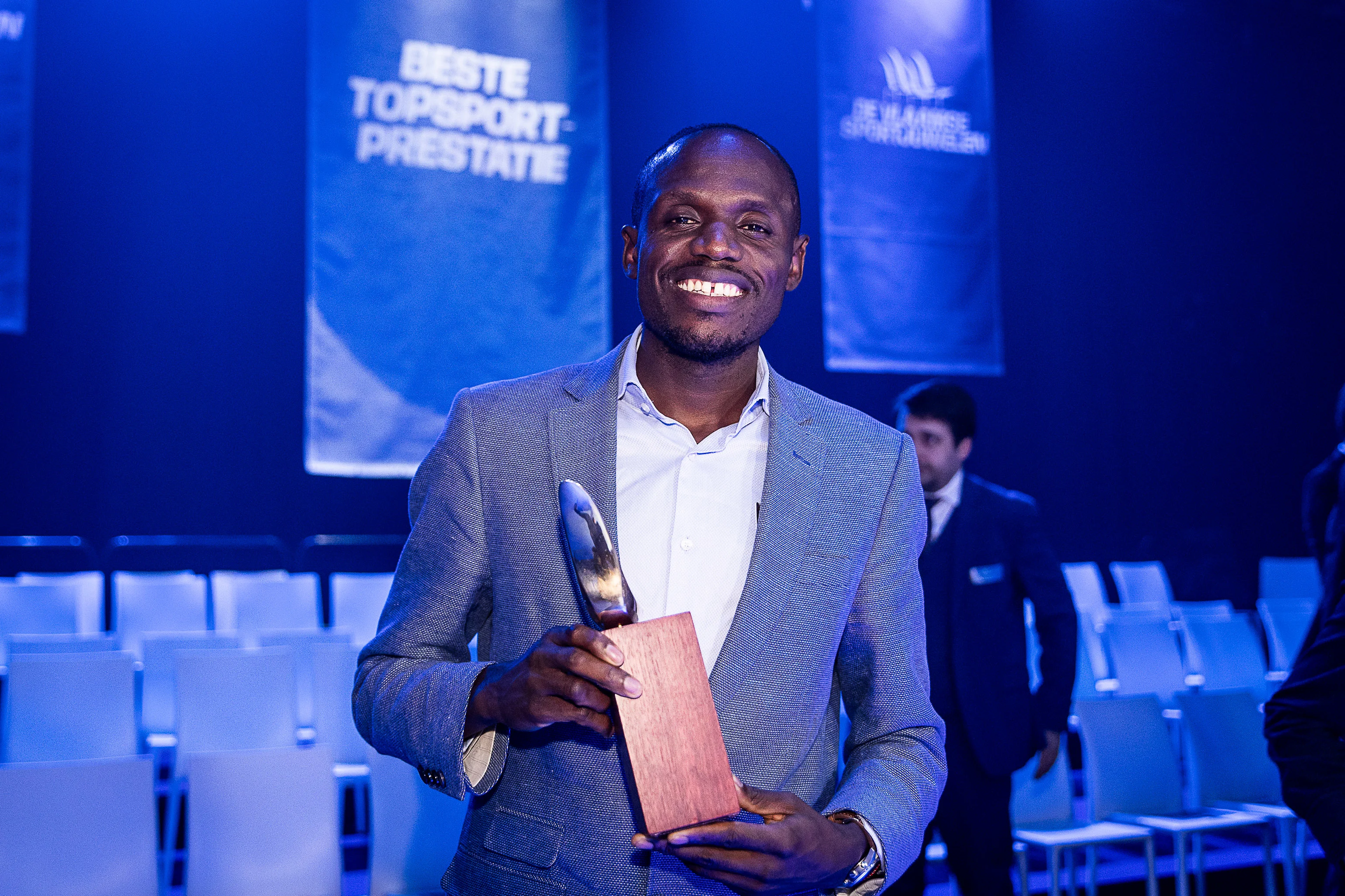 Belgian athlete Isaac Kimeli pictured during the award ceremony for the 'Vlaamse Sportjuwelen' sports awards, Tuesday 09 December 2025 in Gent, organized by the Flemish Government. BELGA PHOTO JAMES ARTHUR GEKIERE