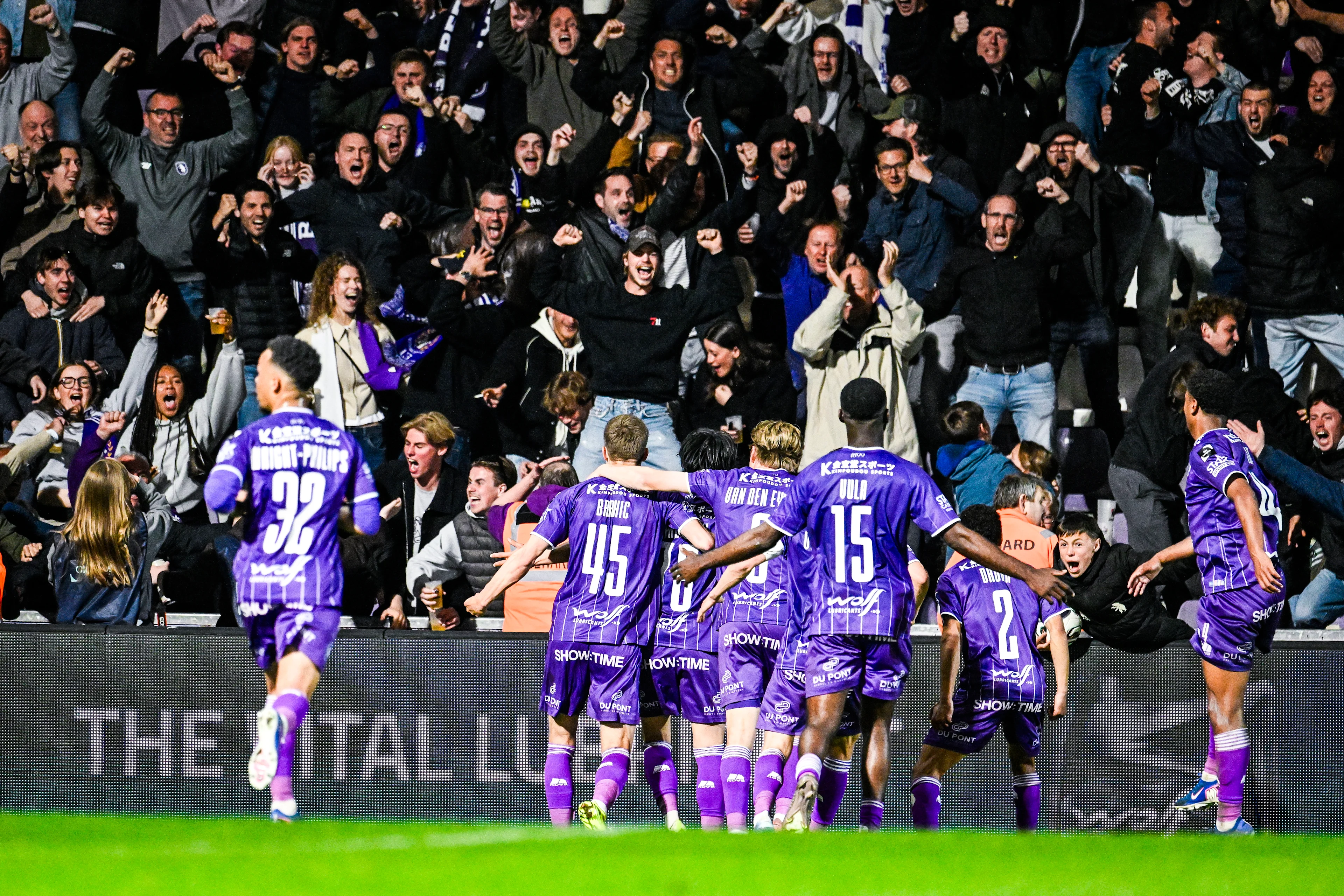 Beerschot's Genki Haraguchi celebrates after scoring during a soccer game between Beerschot VA and Patro Eisden Maasmechelen, Monday 27 April 2026 in Antwerp, the return leg of the Semi-Finals of the Promotion Play-Offs of the 2025-2026 'Challenger Pro League' 1B second division of the Belgian championship. First leg ended on a draw 1-1. BELGA PHOTO TOM GOYVAERTS