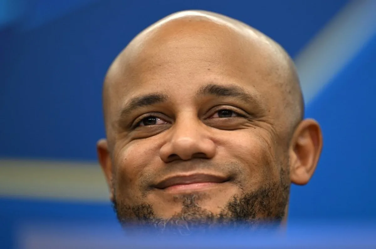 Bayern Munich's Belgian head coach Vincent Kompany attends a press conference prior to the UEFA Champions League Second Leg football match Bayer Leverkusen v Bayern Munich at the BayArena stadium in Leverkusen on March 10, 2025.  Ina FASSBENDER / AFP