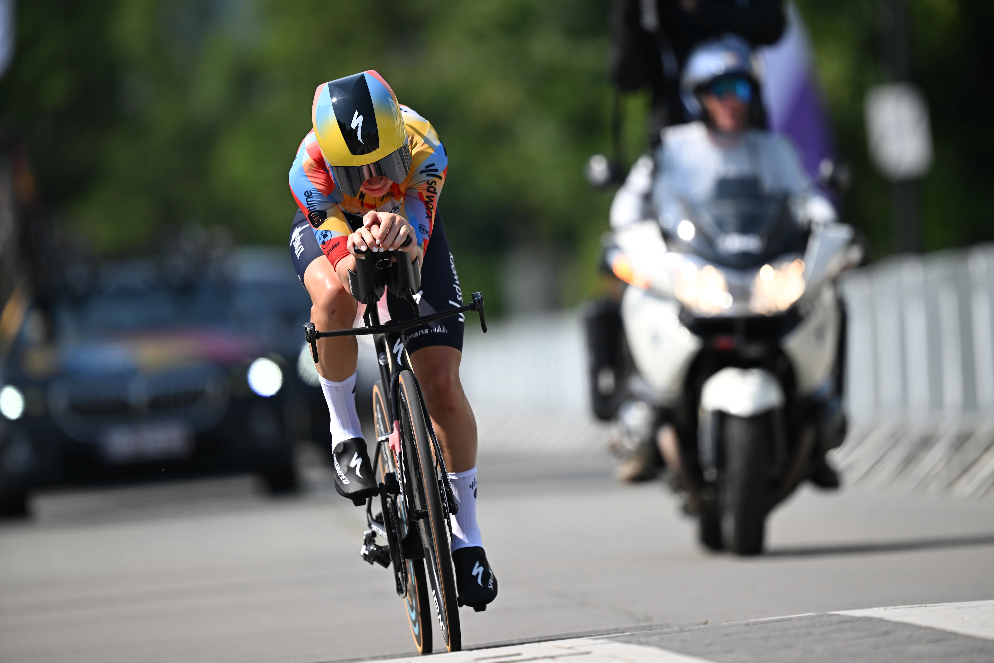 Elite Women Lotte Kopecky pictured in action the women's elite individual road time trial race (20,5km) at the Belgian Cycling Championships, in Maarkedal, on Friday 26 June 2026. BELGA PHOTO DAVID PINTENS